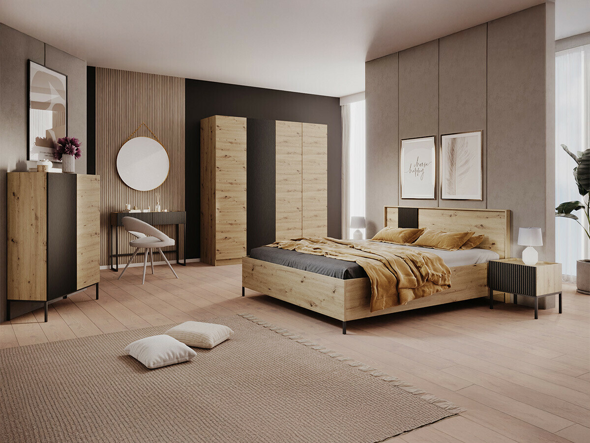 Plaukts Lunole 100 (Artisan ozols + Melns)