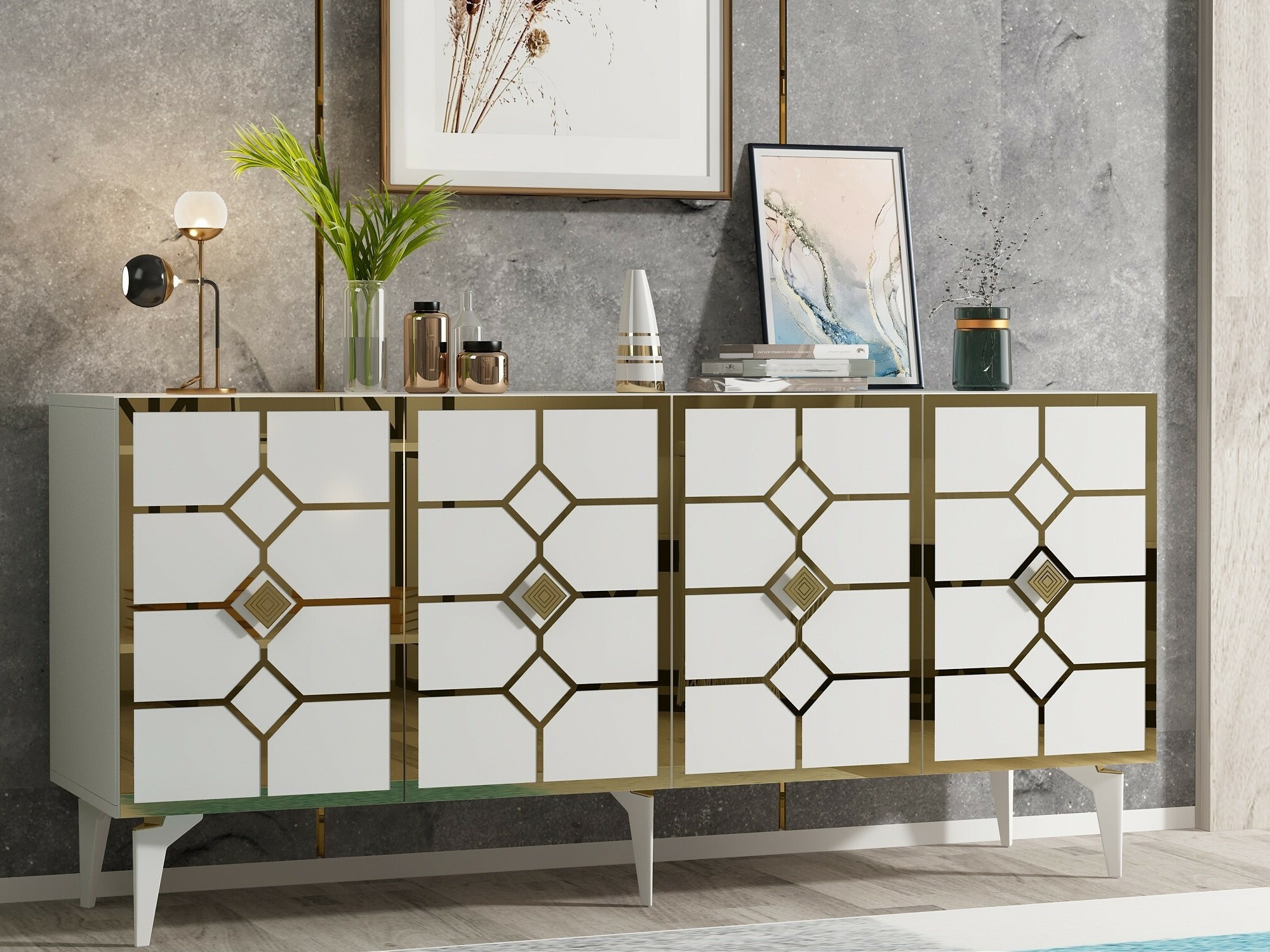 Шкафчик Kailua 2404 (Белый + Золотой)