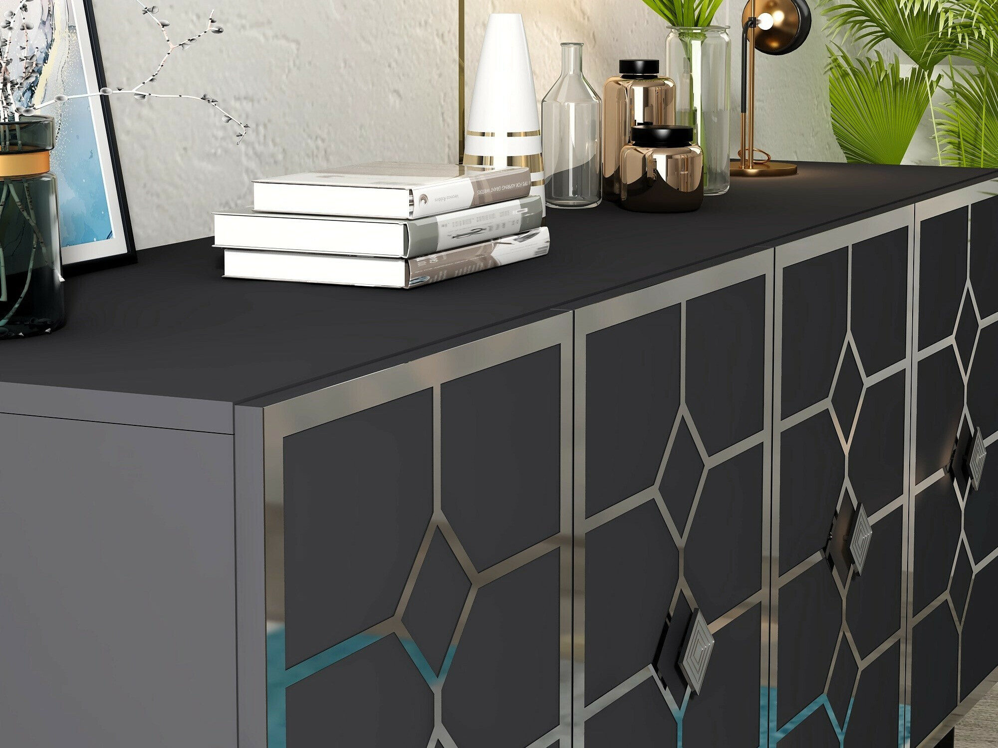 Skapis Kailua 2404 (Antracīts + Sudraba)