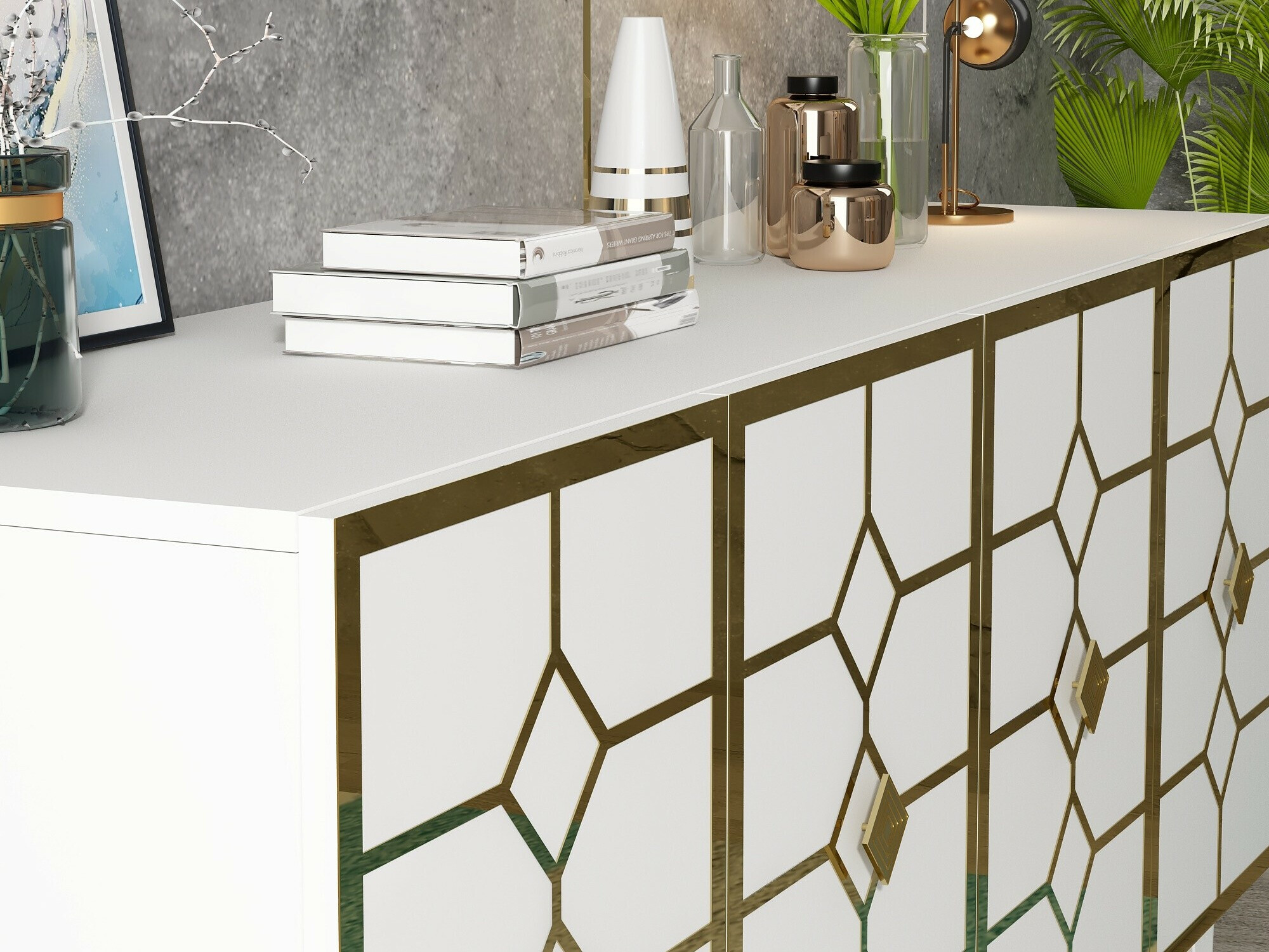 Skapis Kailua 2404 (Balts + Zelta)