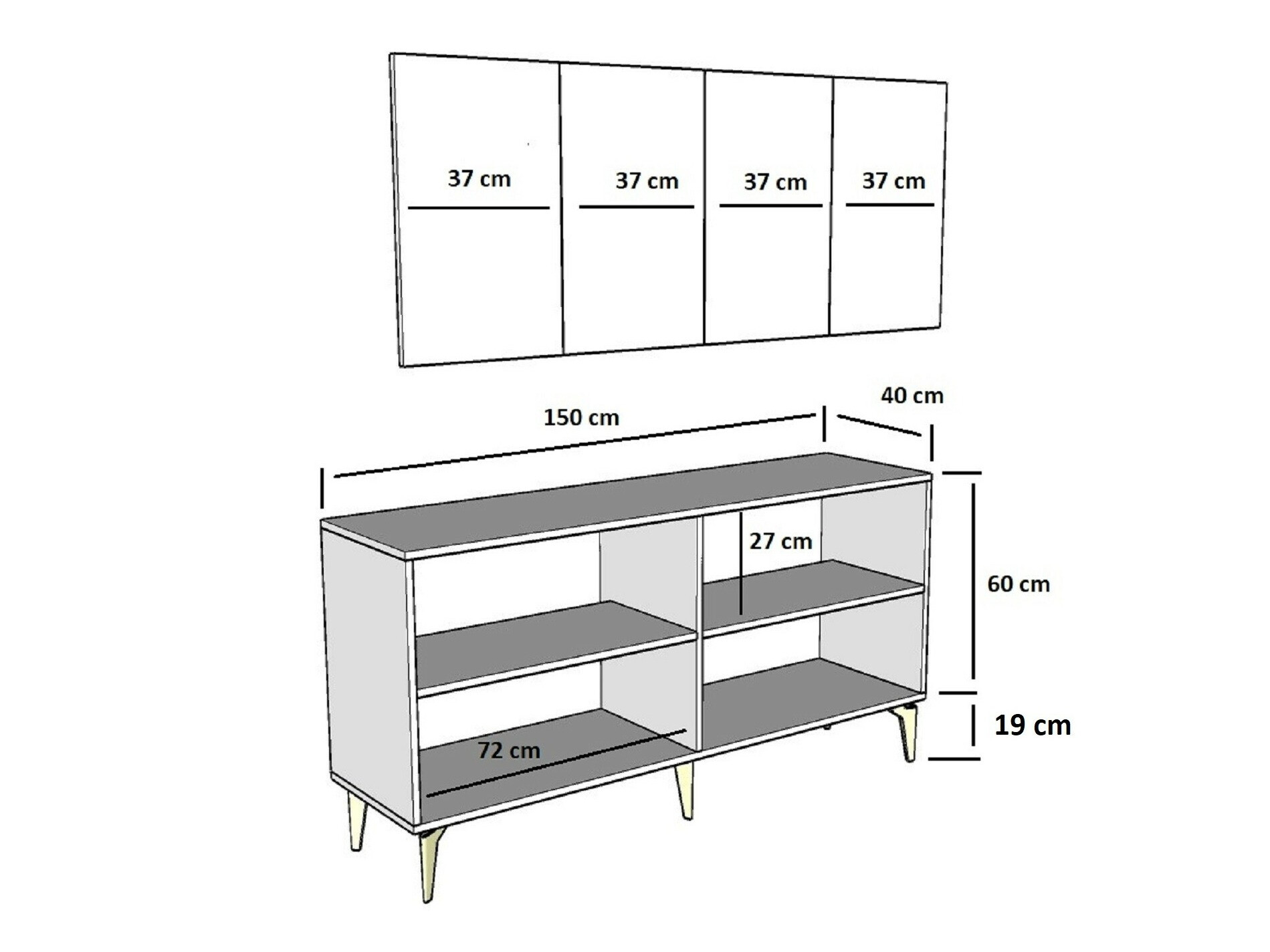Skapis Kailua 2404 (Balts + Zelta)