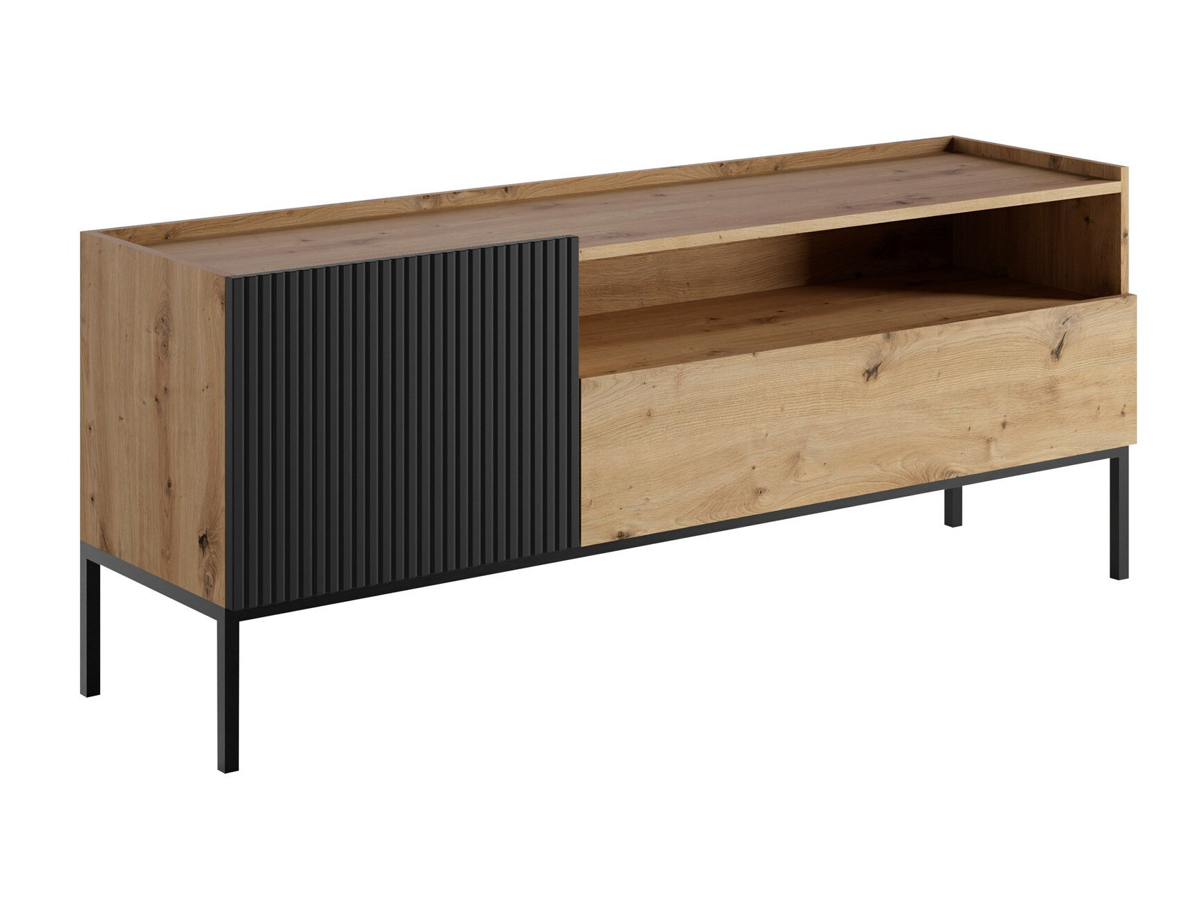 TV galds Lunole 108 (Artisan ozols + Melns)