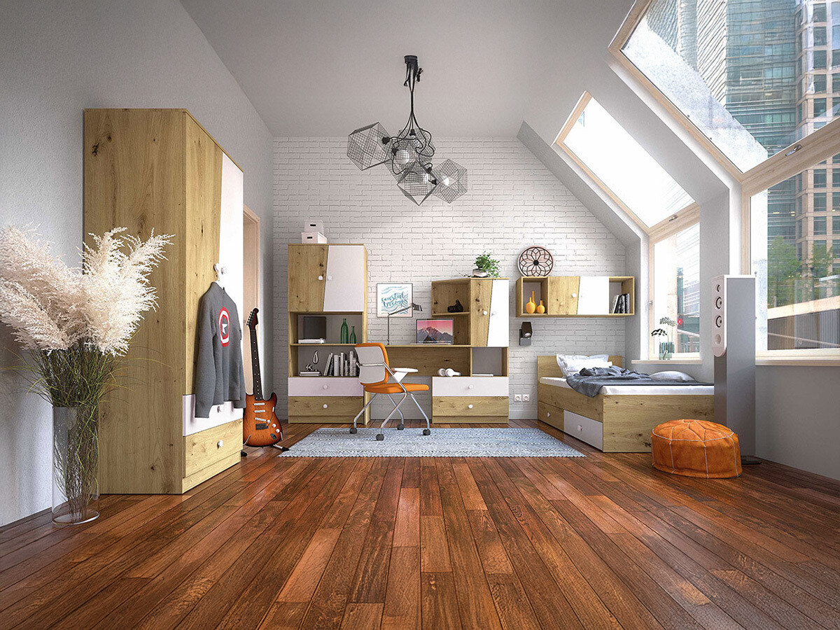 Mēbeļu komplekts Almira 114 (Artisan ozols + Balts)