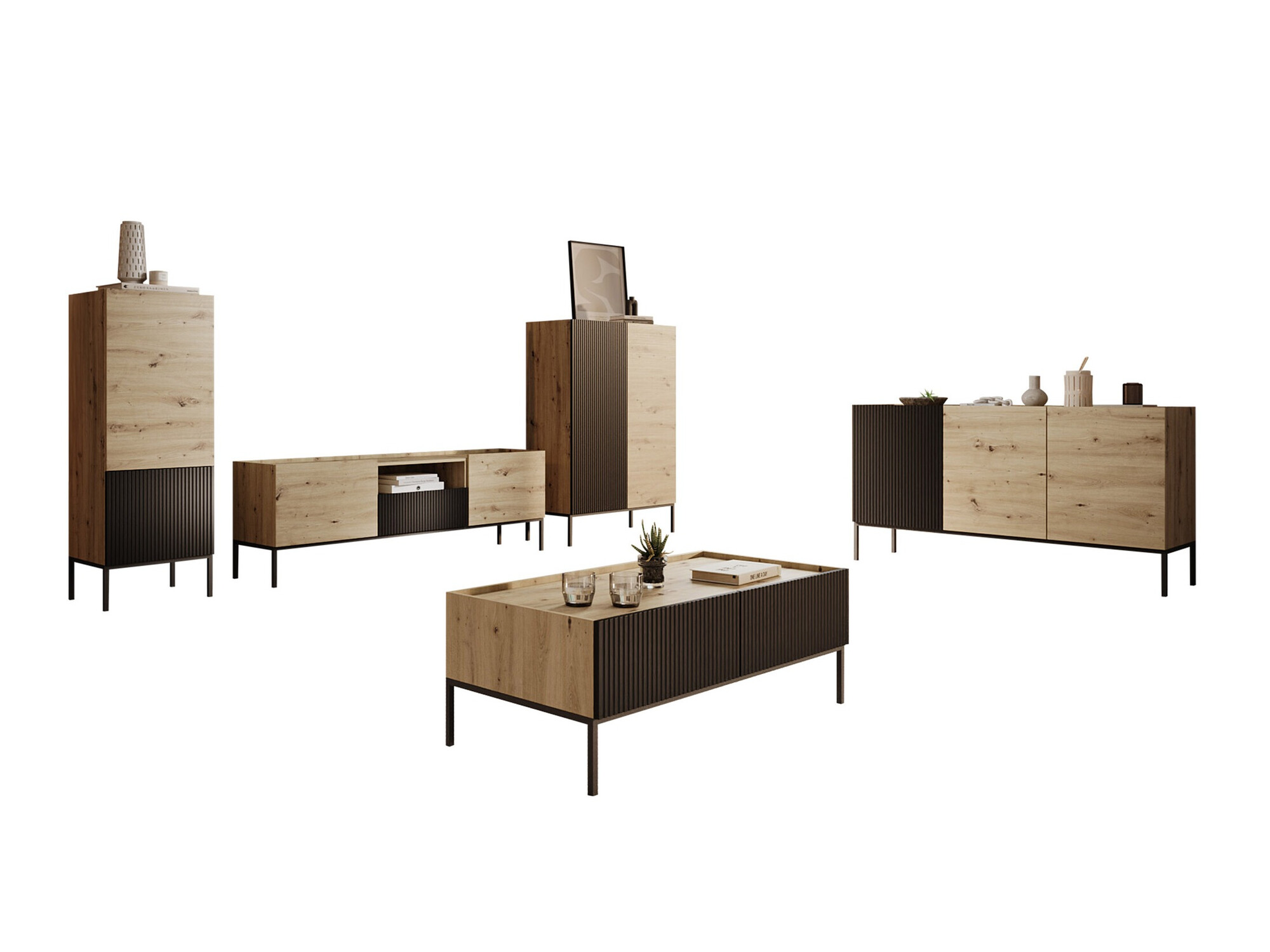 Набор для гостиной Lunole 110 (Artisan дуб + Чёрный)