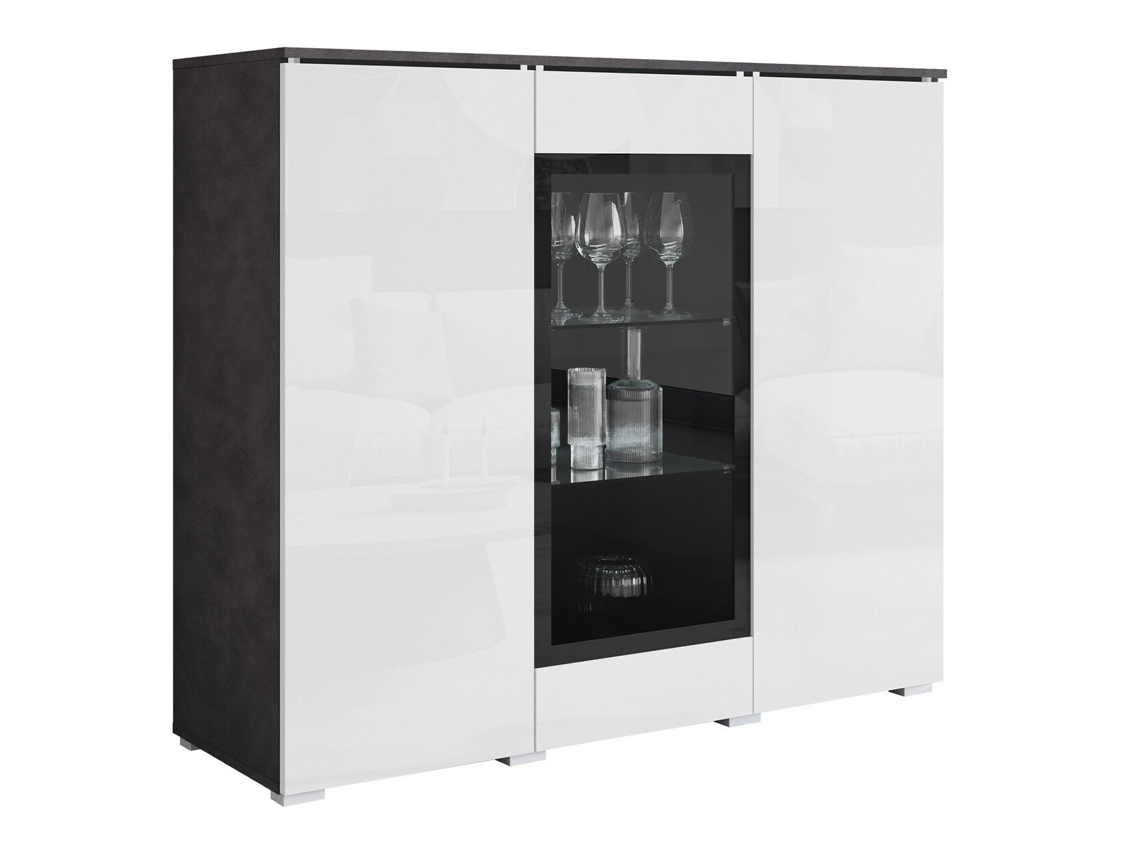 Шкафчик Sarasota 186 (Матера серый + Глянцевый белый)