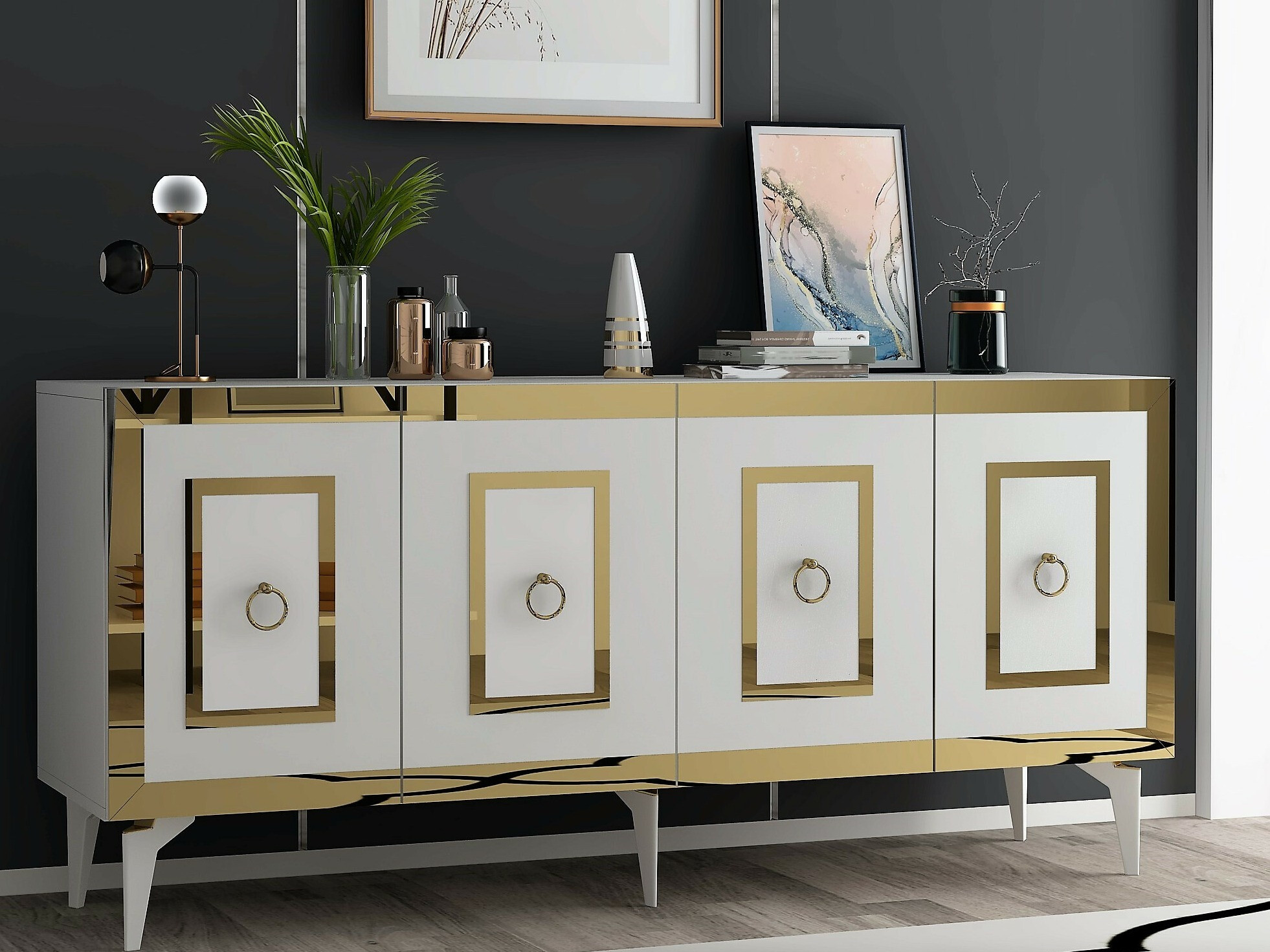 Skapis Kailua 2408 (Balts + Zelta)