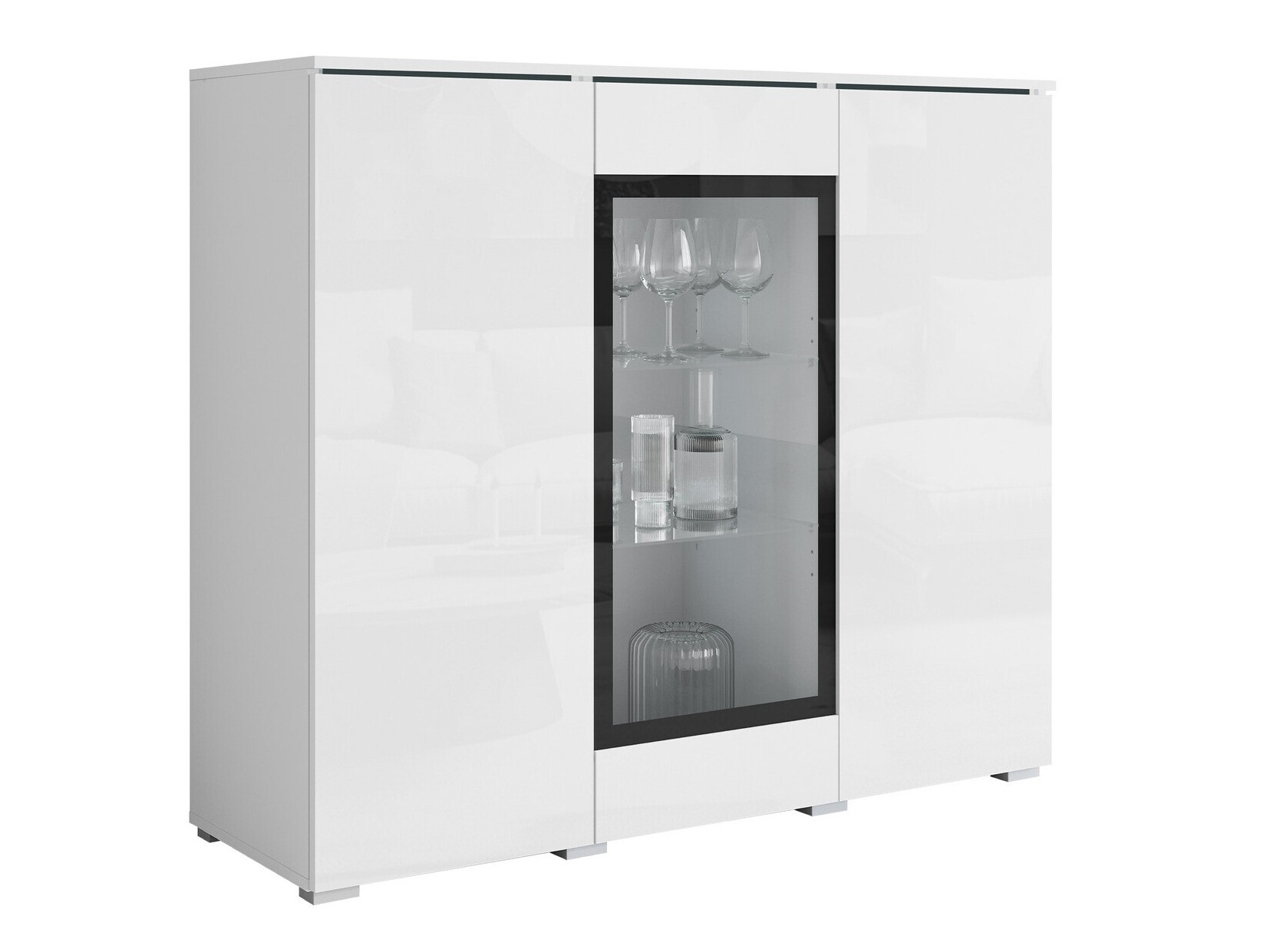Skapis Mirfivo 103 (Balts + Glancēts balts)