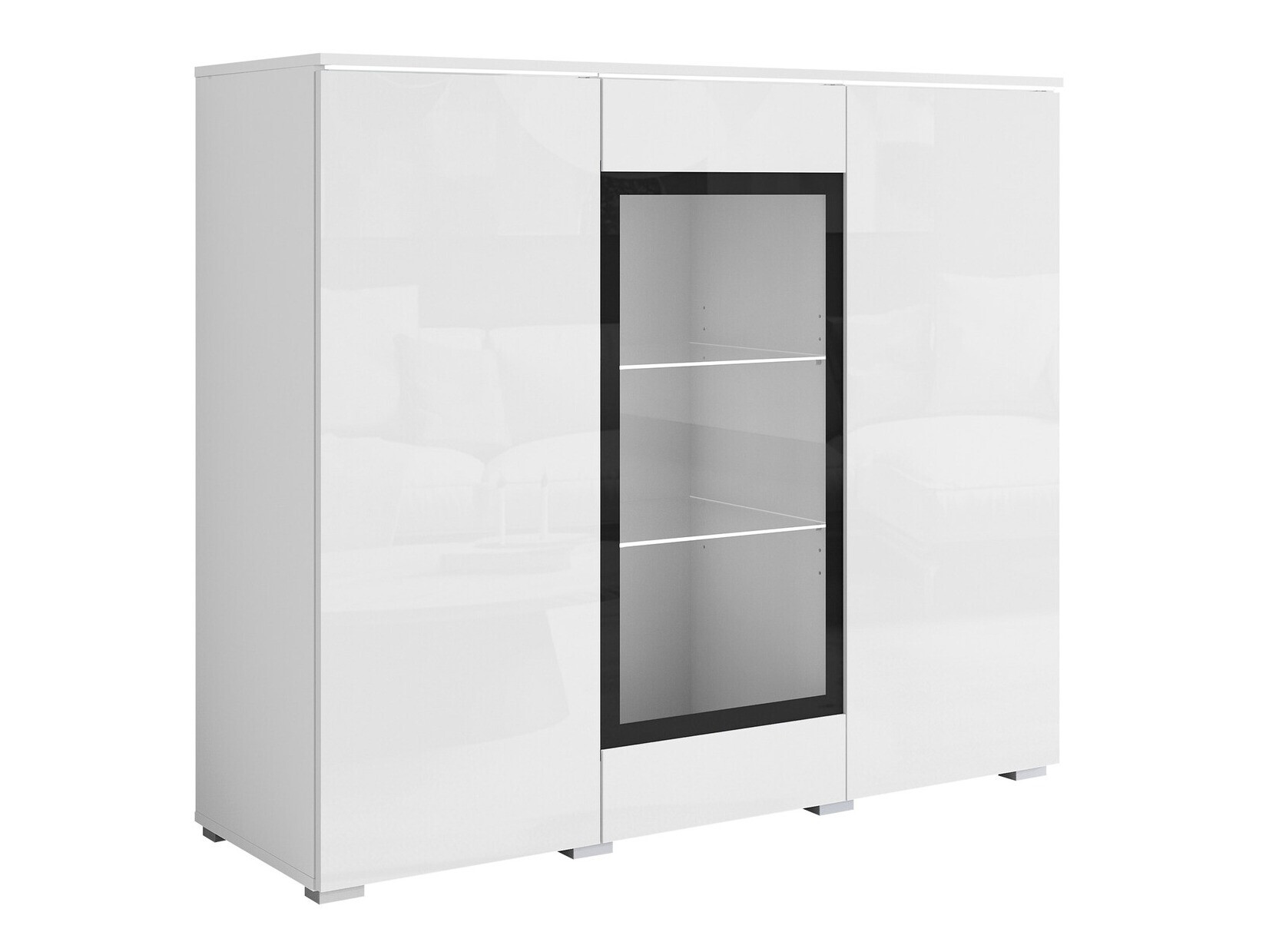 Skapis Mirfivo 103 (Balts + Glancēts balts)