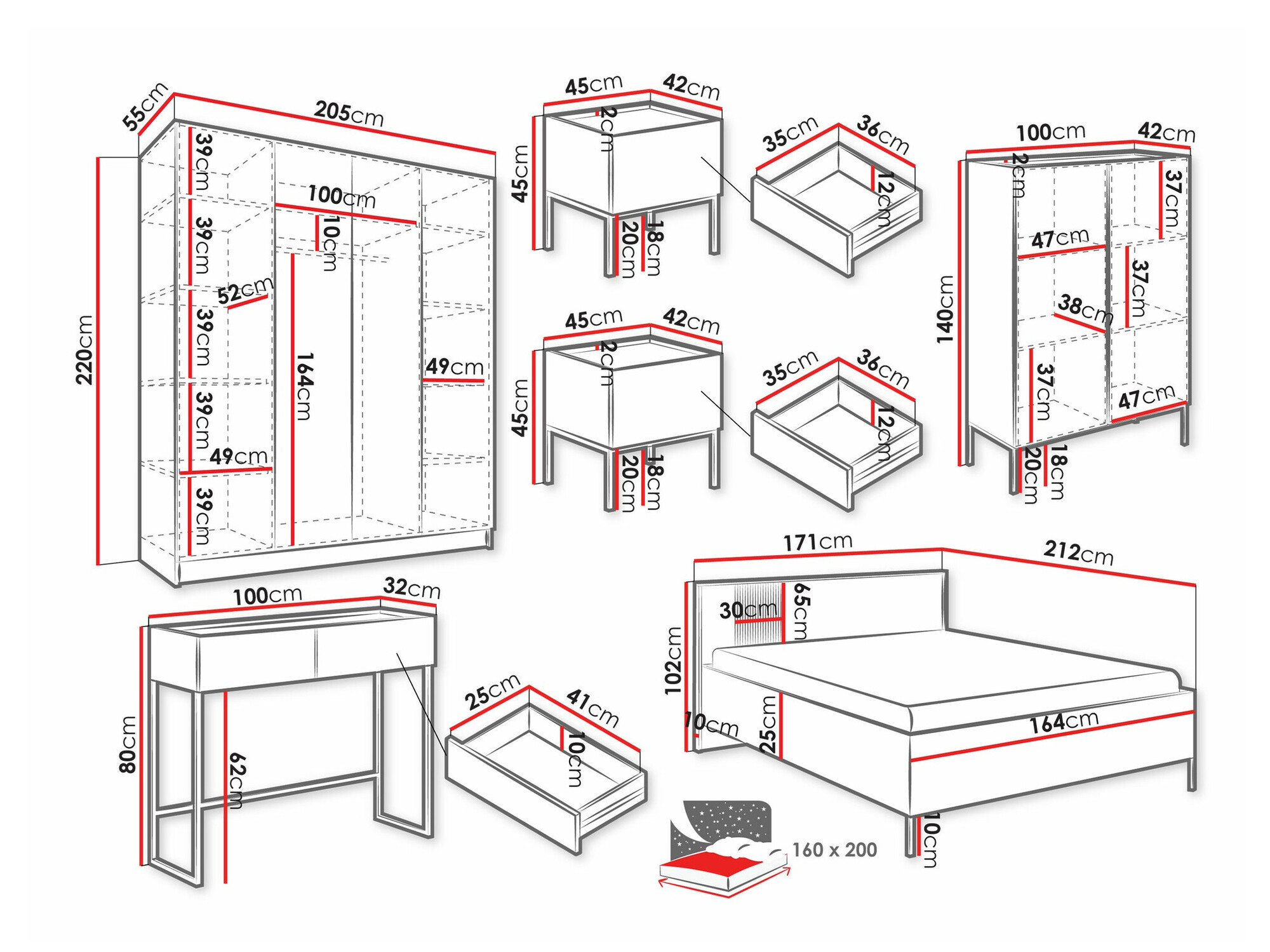 Спальный гарнитур Lunole 111 (Кашемир)
