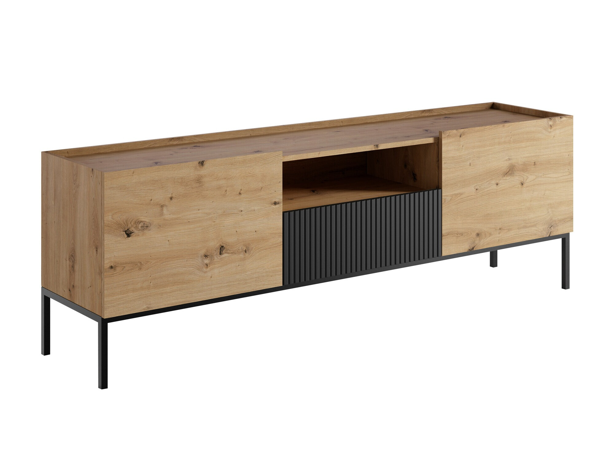 TV galds Lunole 109 (Artisan ozols + Melns)
