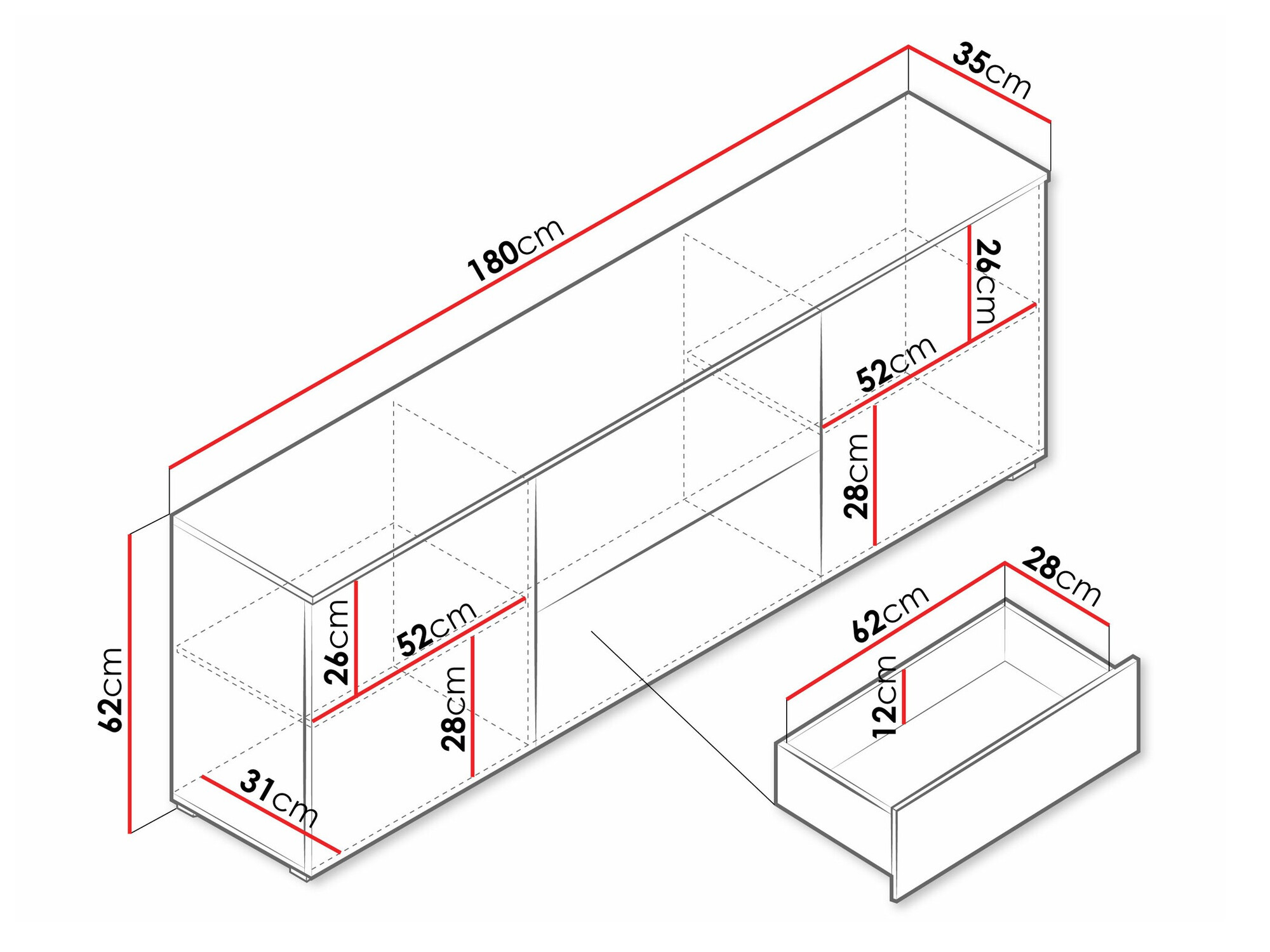 TV galds Sarasota 190 (Balts + Glancēts balts)