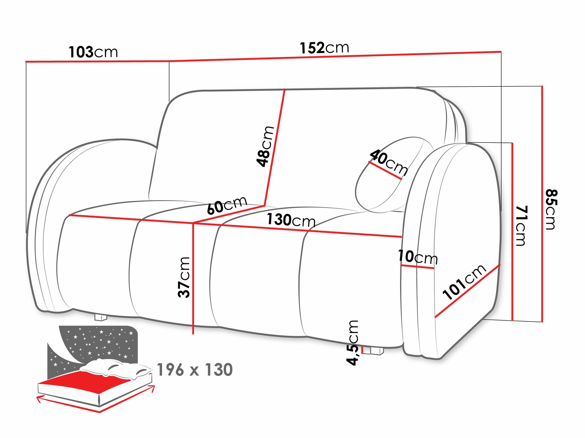 Диван-кровать Columbus 242 (Velo 636)