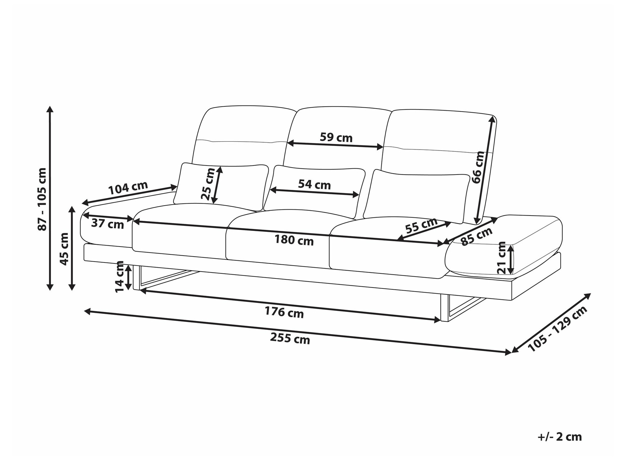 Dīvāns Berwyn 2551 (Melns)