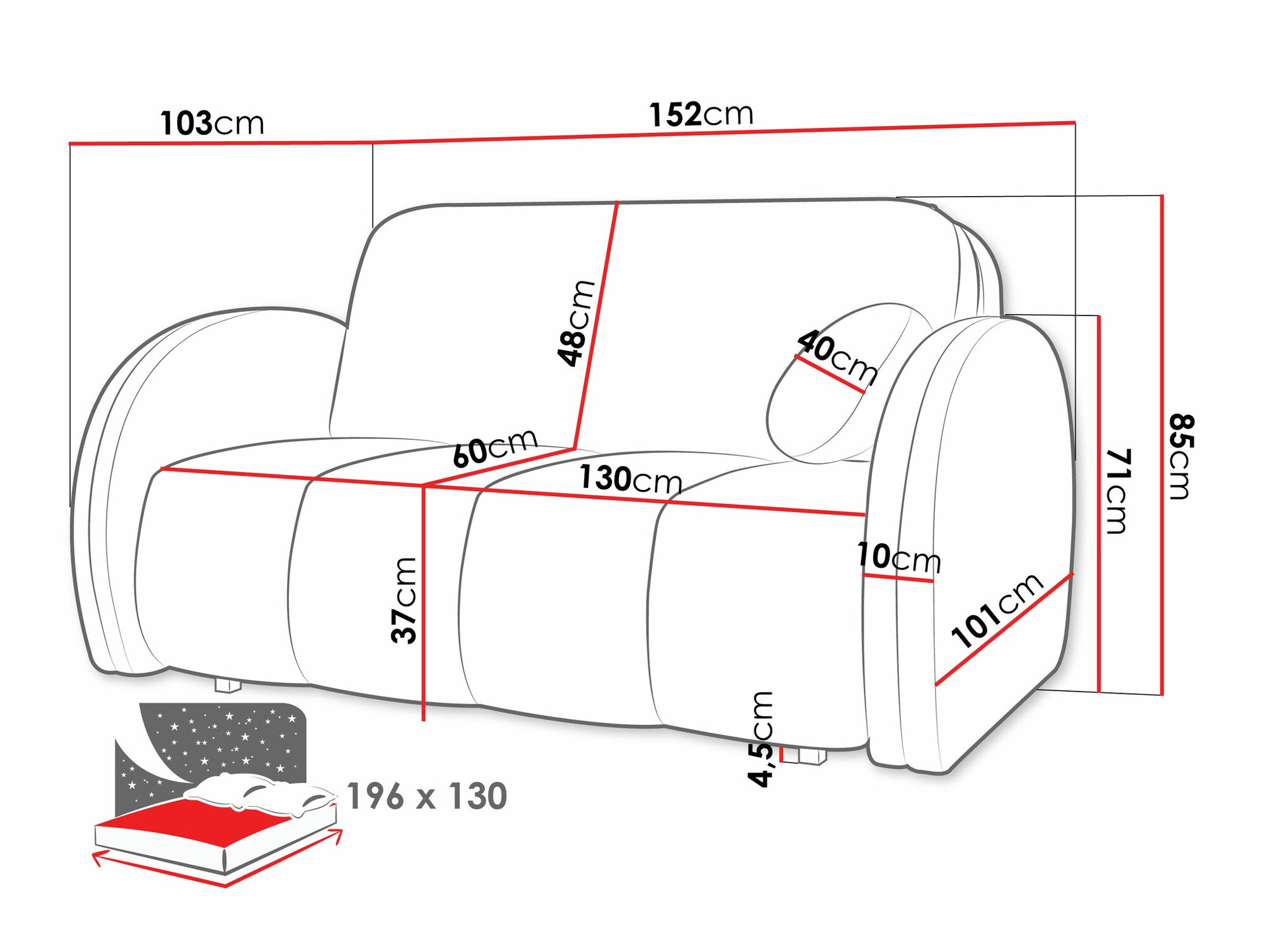Dīvāns gulta Columbus 242 (Velo 627)