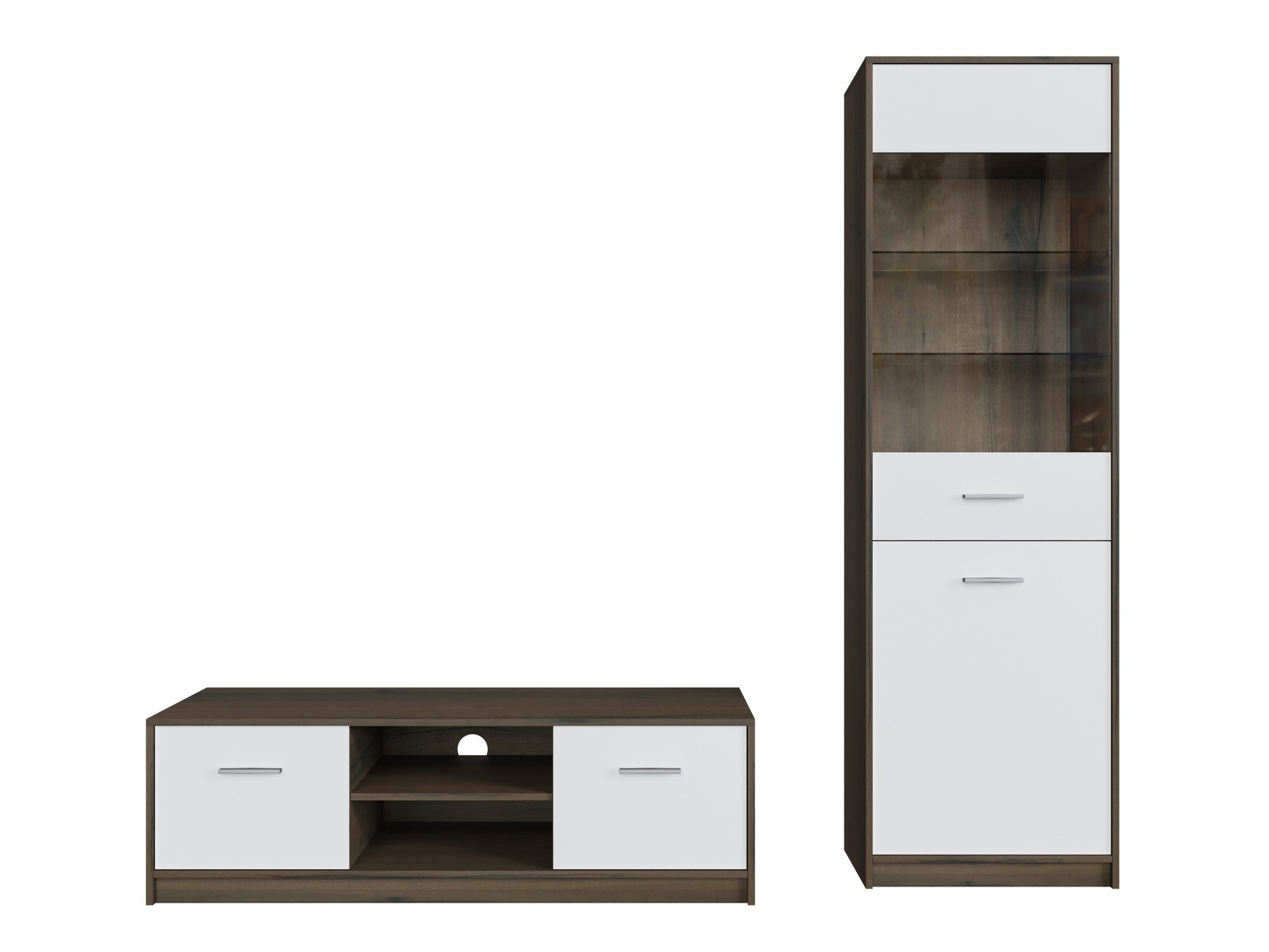 Viesistabas komplekts Novsore 161 (Tumšs ozols + Balts)