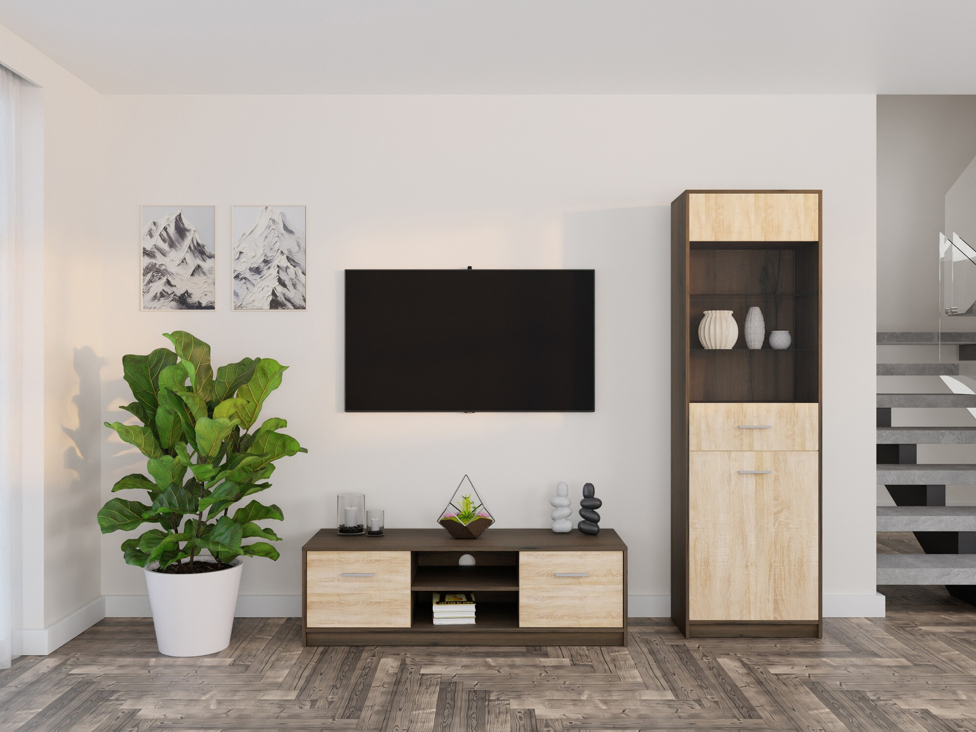 Viesistabas komplekts Novsore 161 (Tumšs ozols + Sonomas ozols)