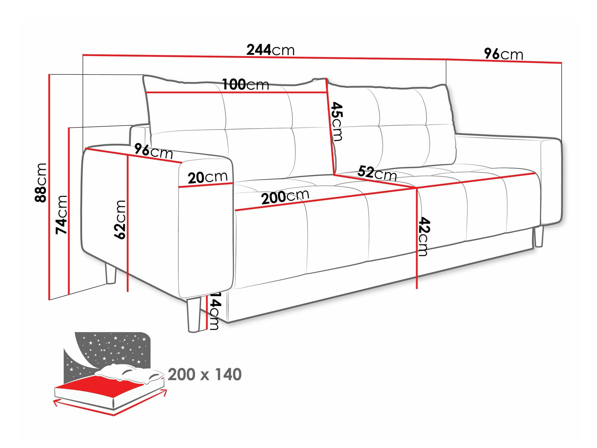 Диван-кровать Delaware 104 (Bluvel 30)