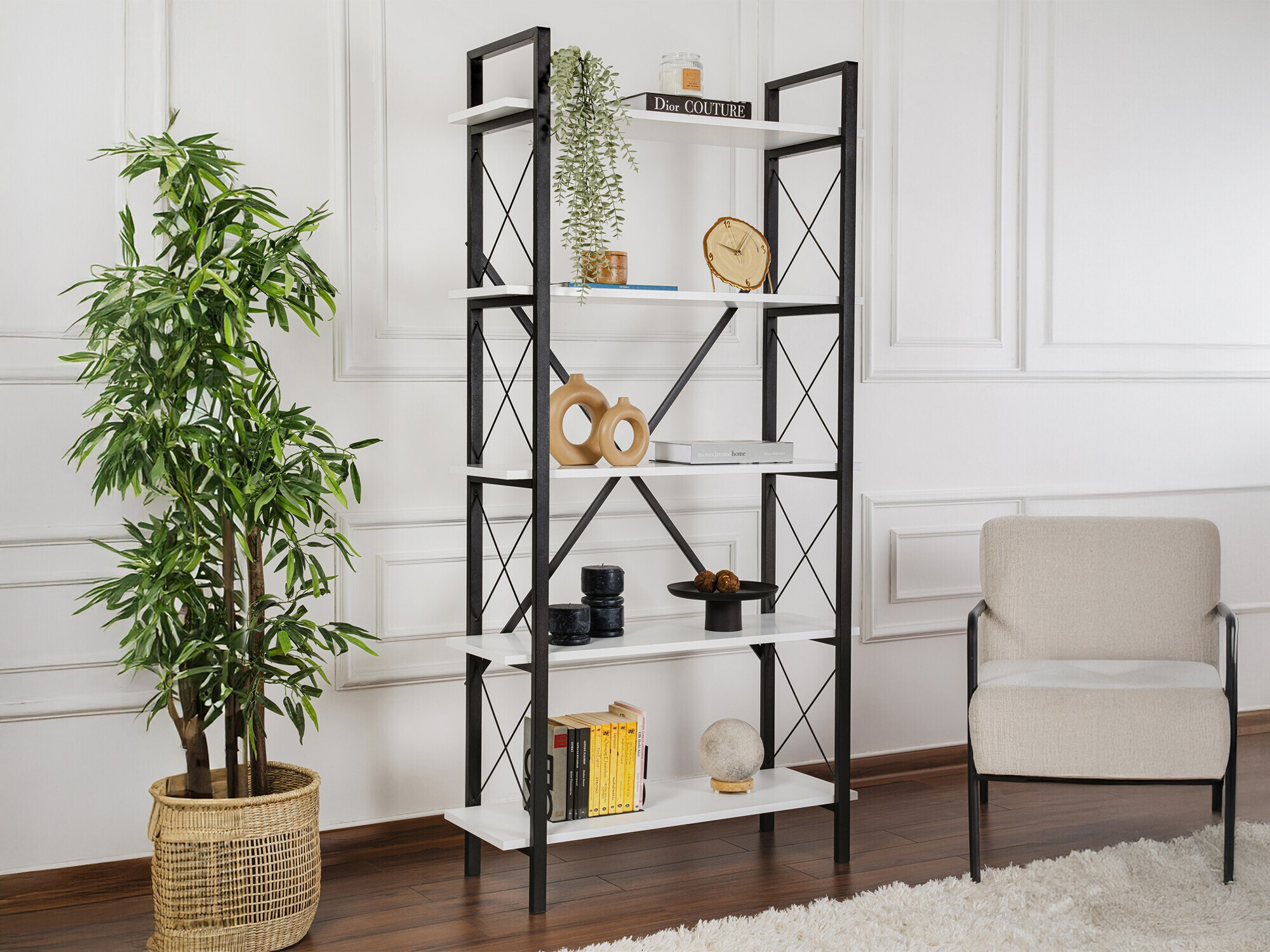 Стеллаж Novato 115 (Белый + Чёрный)