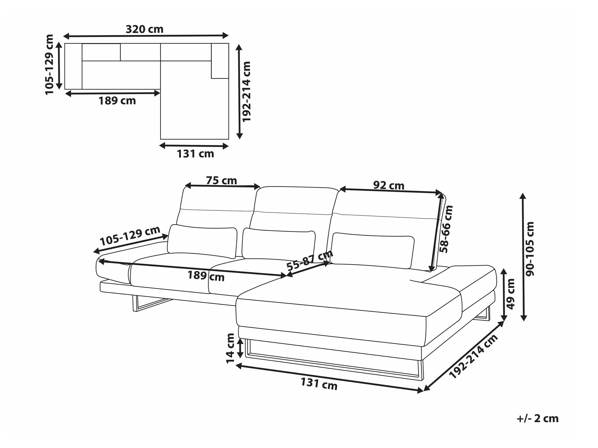 Stūra dīvāns Berwyn 2552 (Melns)
