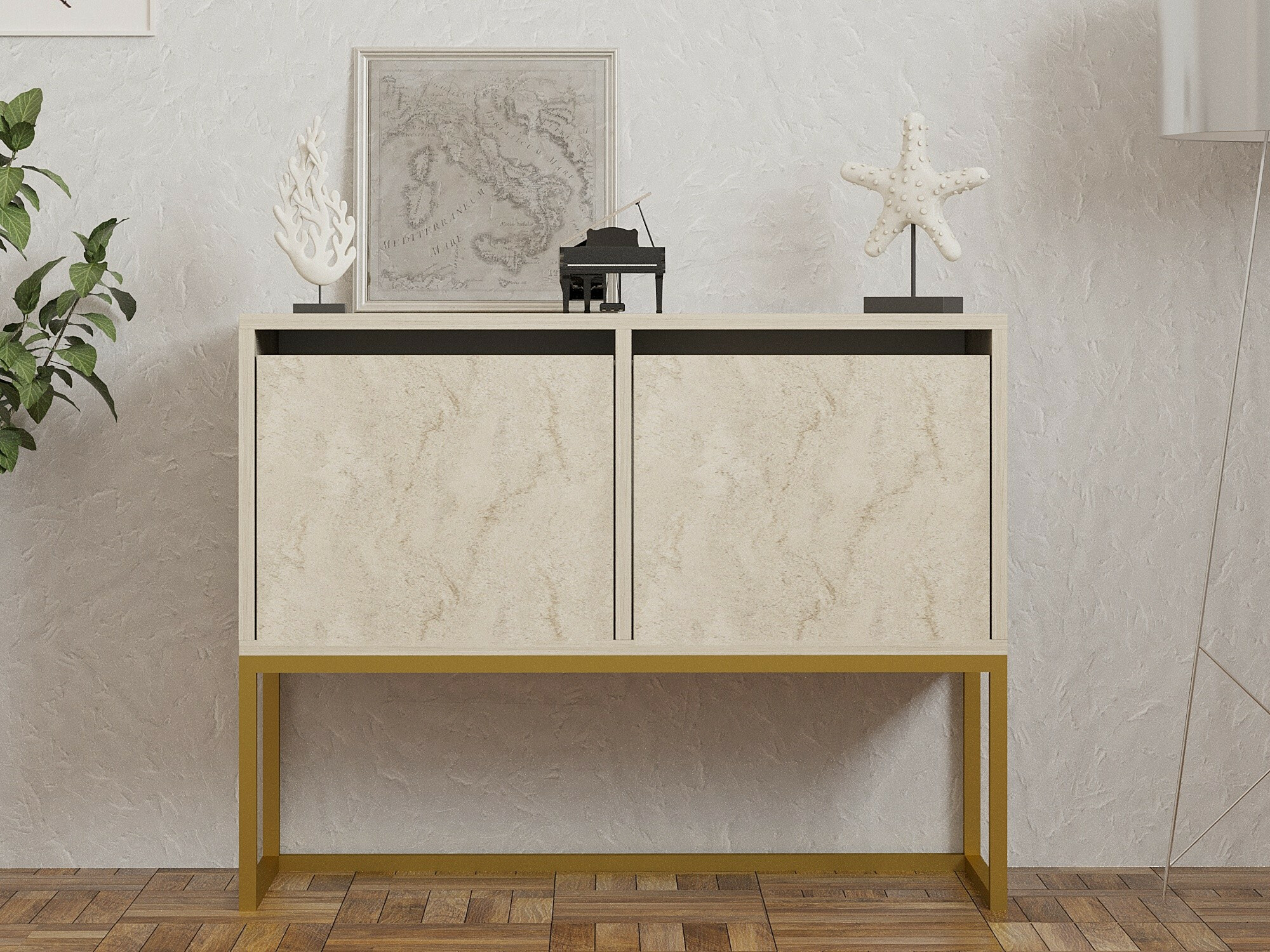 Skapis Kailua 2440 (Gaišs travertīns)