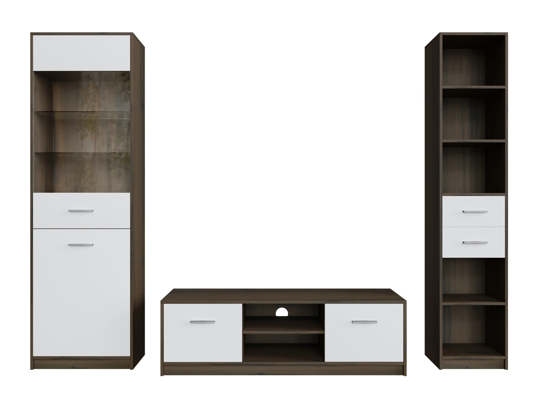 Viesistabas komplekts Novsore 163 (Tumšs ozols + Balts)