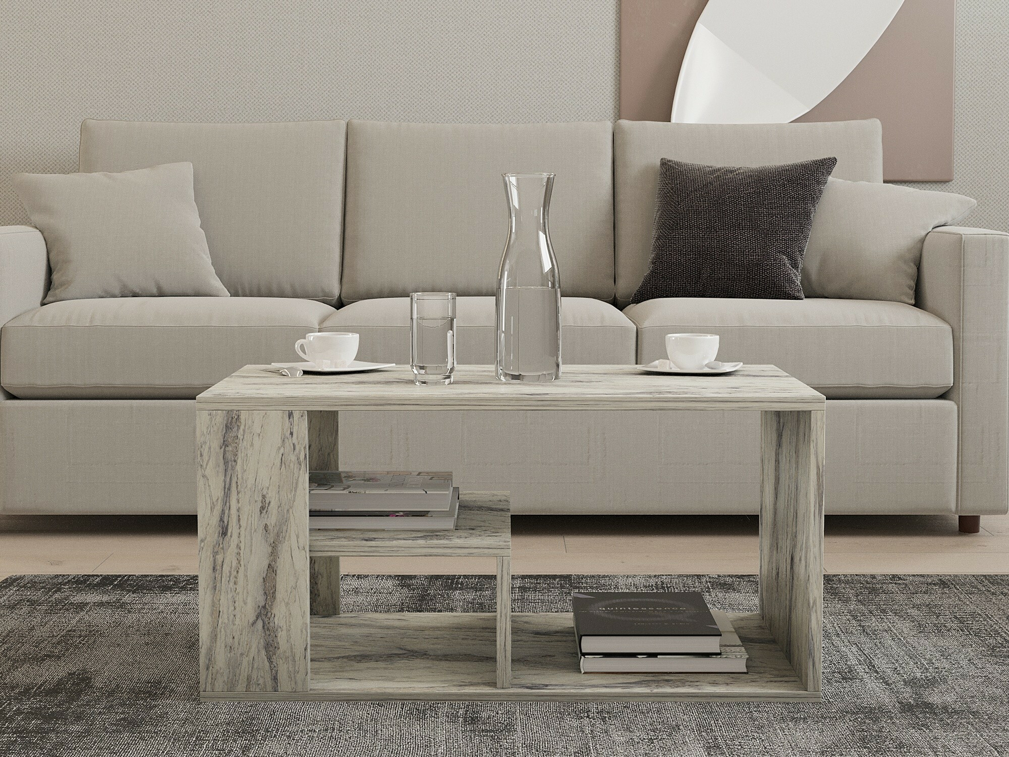 Žurnālu galdiņš Kailua 2435 (Balts marmors)