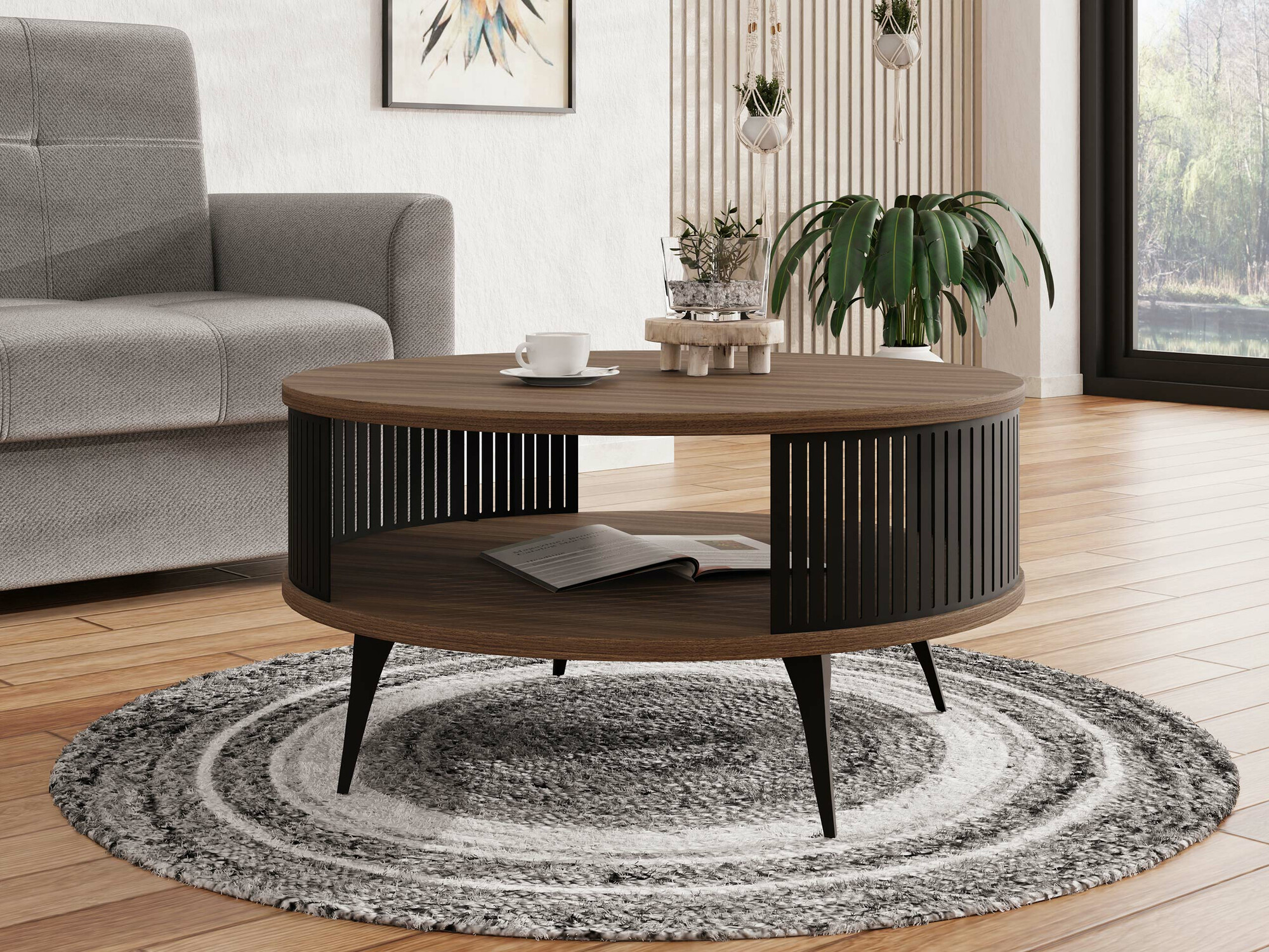 Žurnālu galdiņš Sordore 100 (Melns + Riekstkoks)