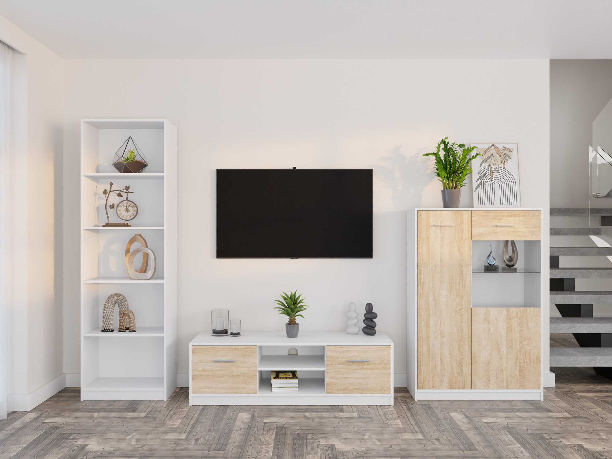 Набор для гостиной Novsore 164 (Белый + Сонома Дуб)