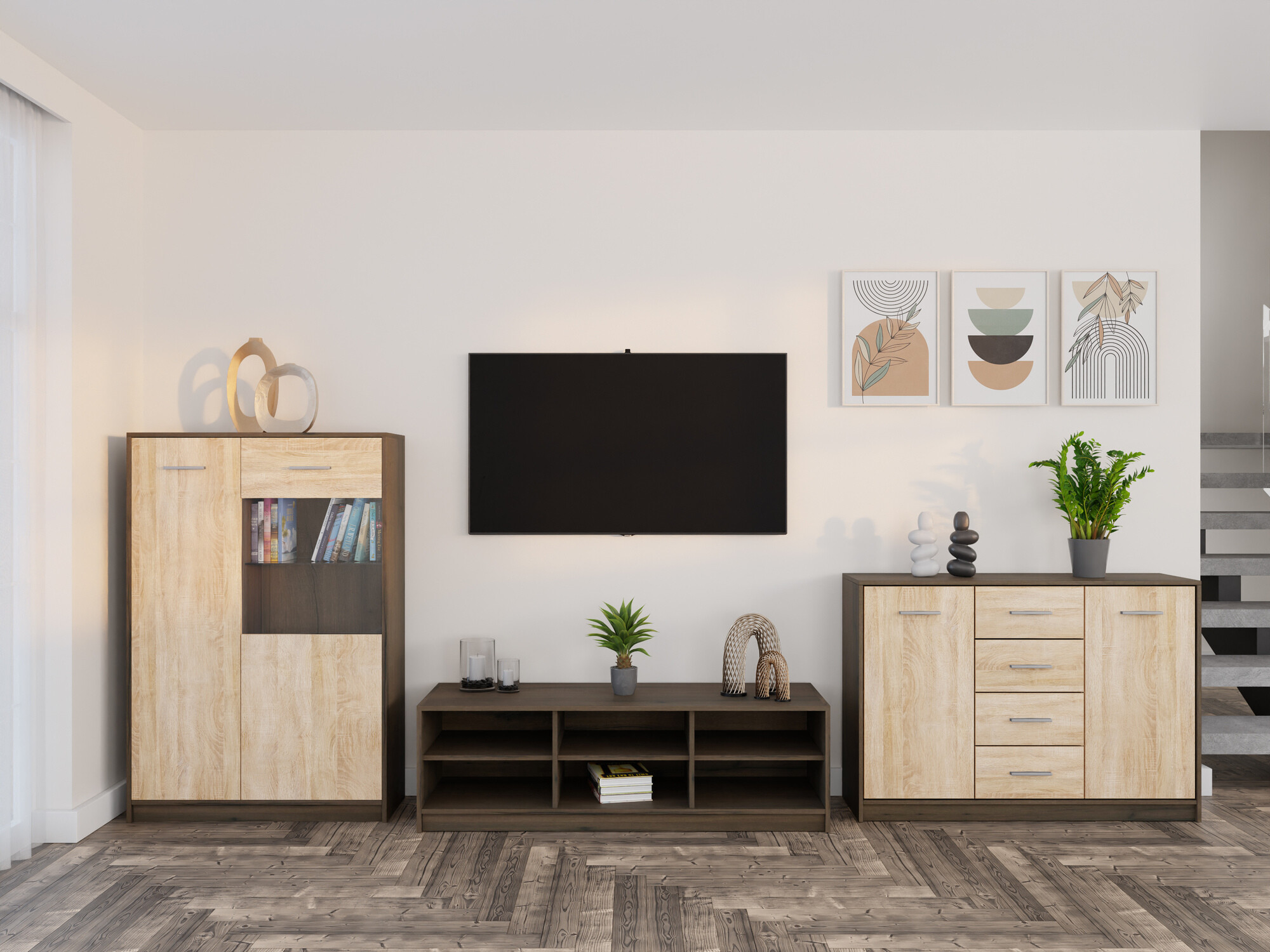 Viesistabas komplekts Novsore 165 (Tumšs ozols + Sonomas ozols)