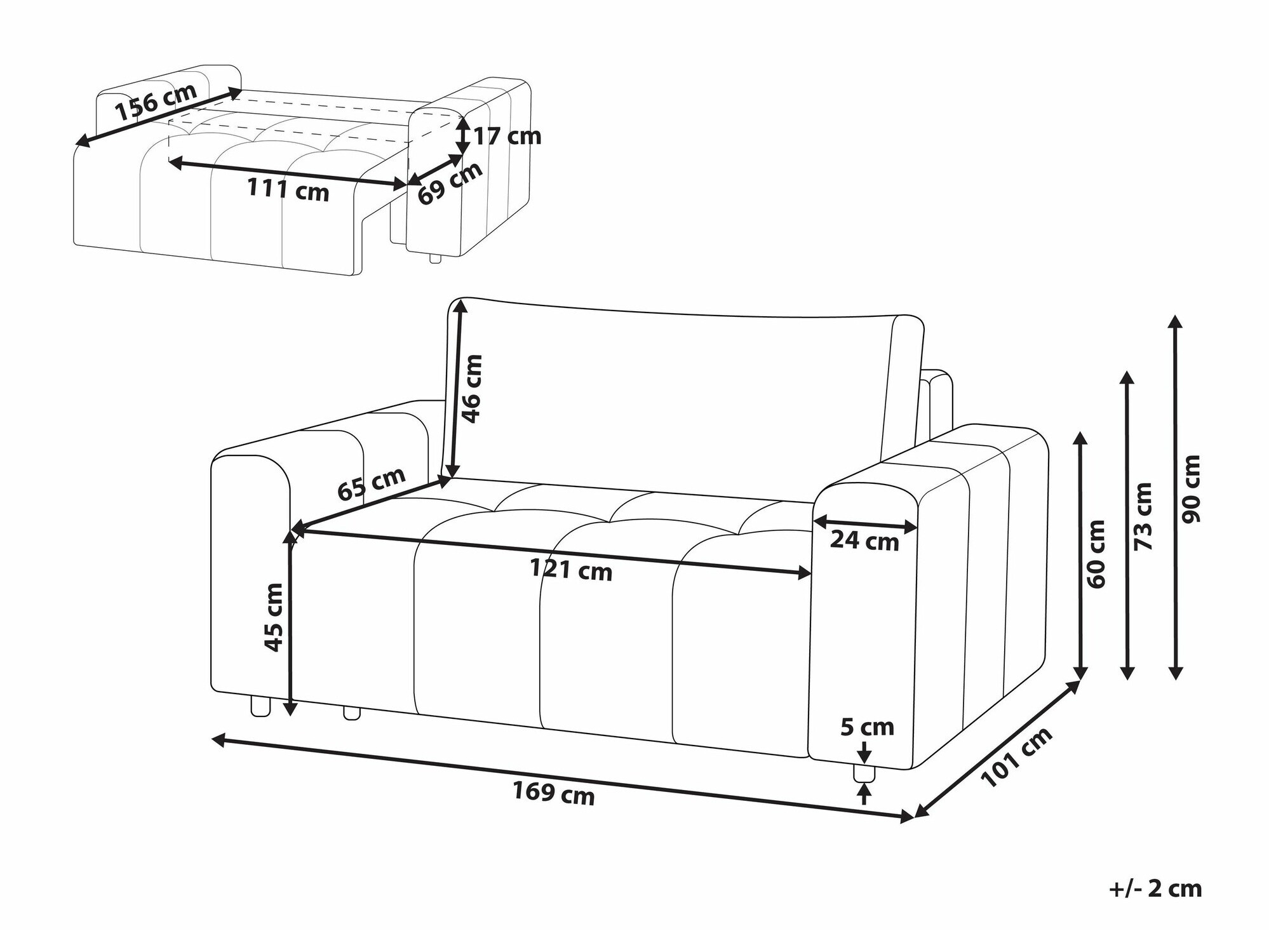 Dīvāns gulta Mirtivi 101 (Brūns)