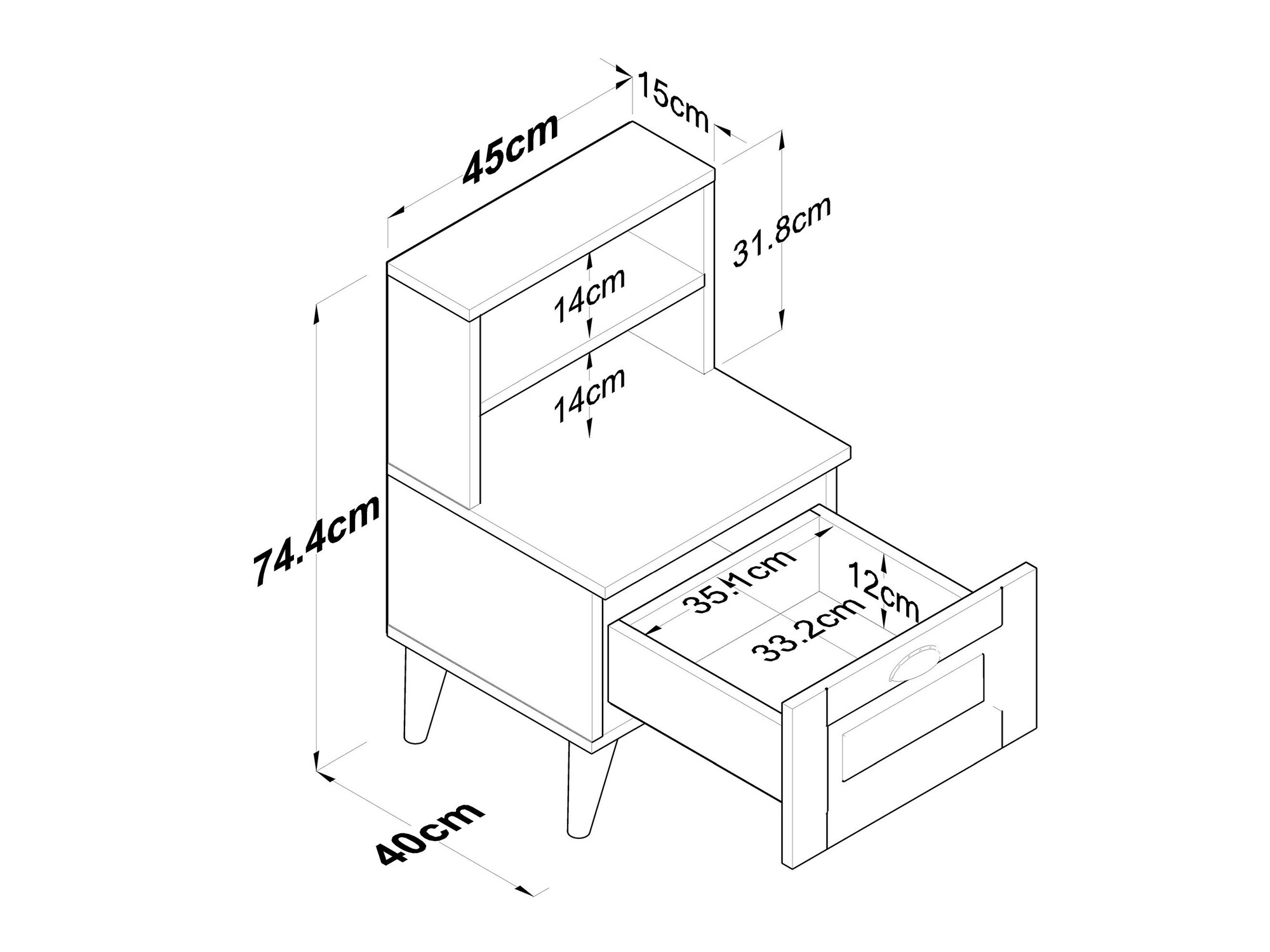 Прикроватная тумбочка Kailua 1531 (Светлое дерево + Белый)