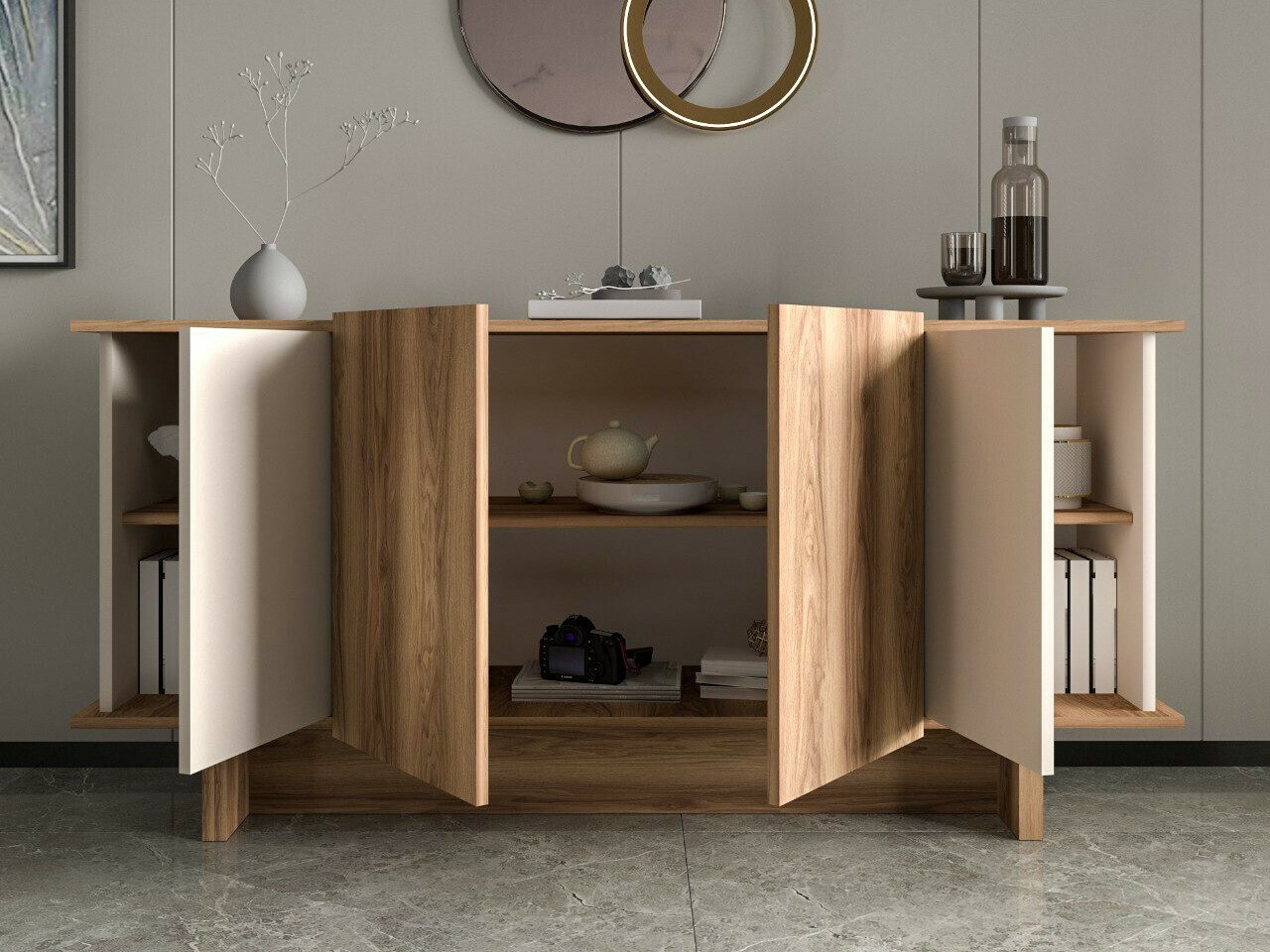 Skapis Kailua 2453 (Bēšs + Riekstkoks)