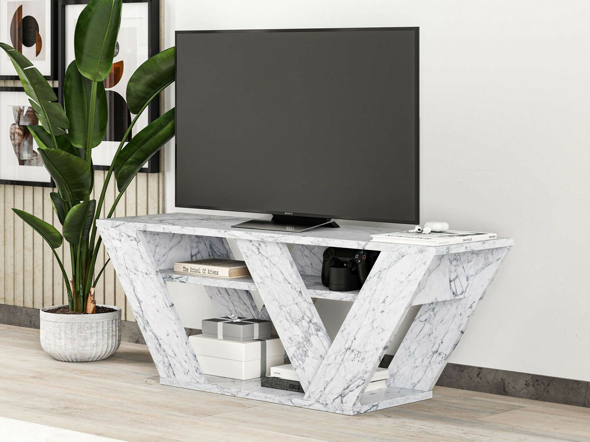 TV galds Kailua 457 (Balts marmors)