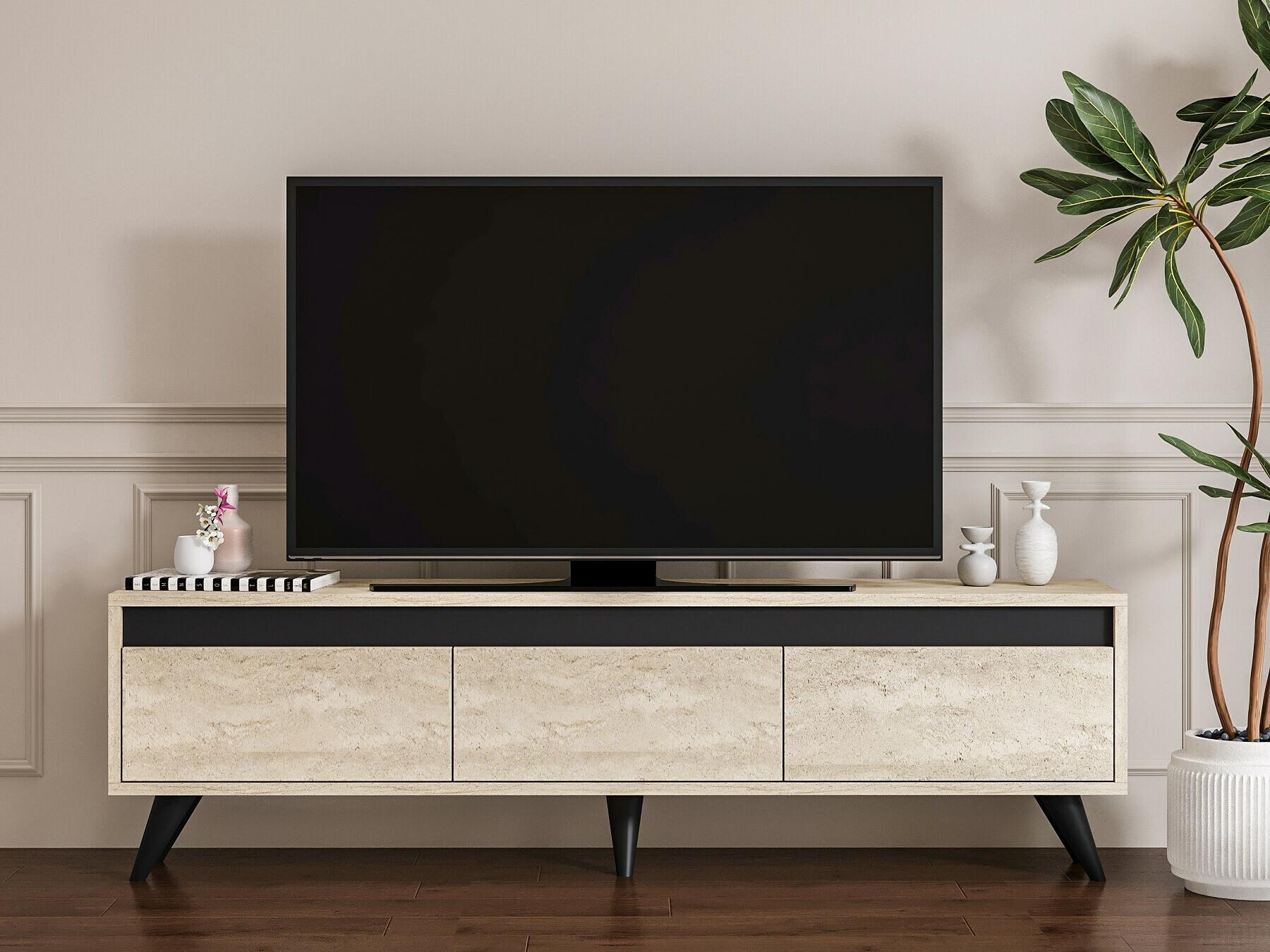 ТВ тумба Kailua 1956 (Светло-коричневый + Антрацит)