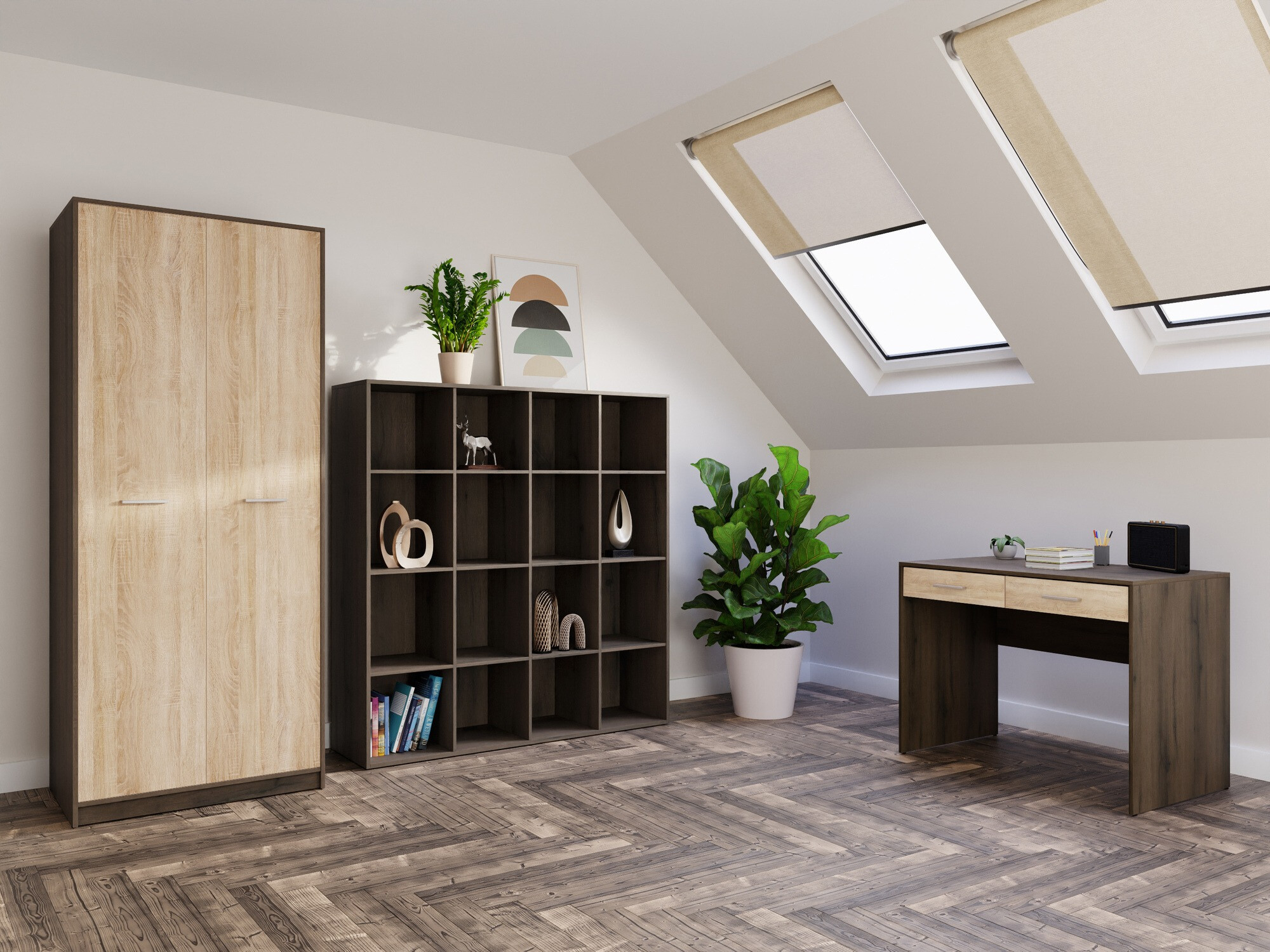 Комплект для домашнего офиса Novsore 166 (Темный дуб + Сонома Дуб)