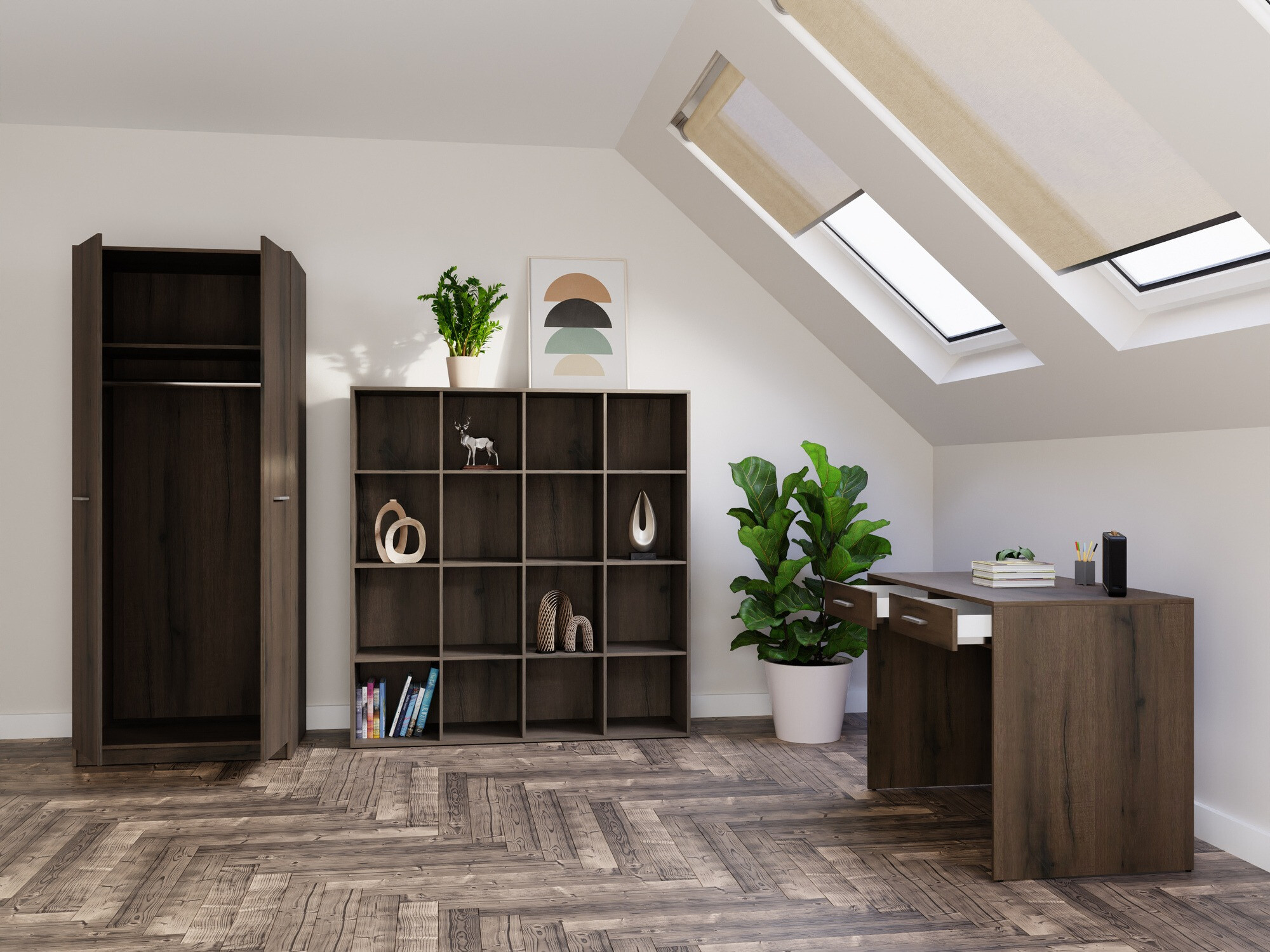 Комплект для домашнего офиса Novsore 166 (Темный дуб)