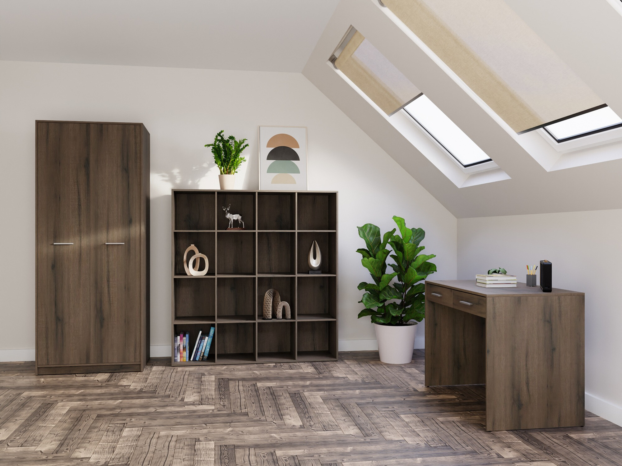 Комплект для домашнего офиса Novsore 166 (Темный дуб)