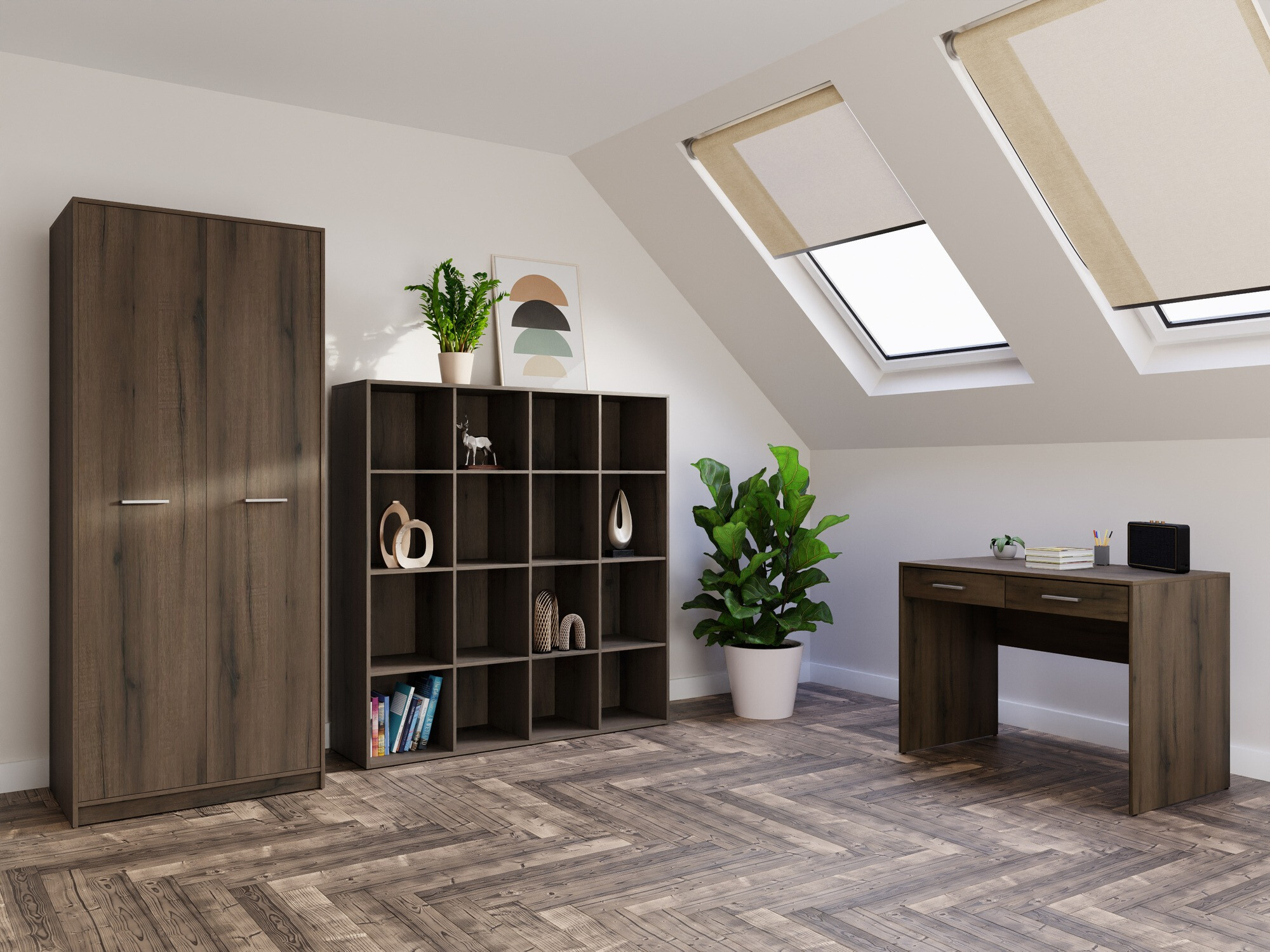 Mājas biroja komplekts Novsore 166 (Tumšs ozols)