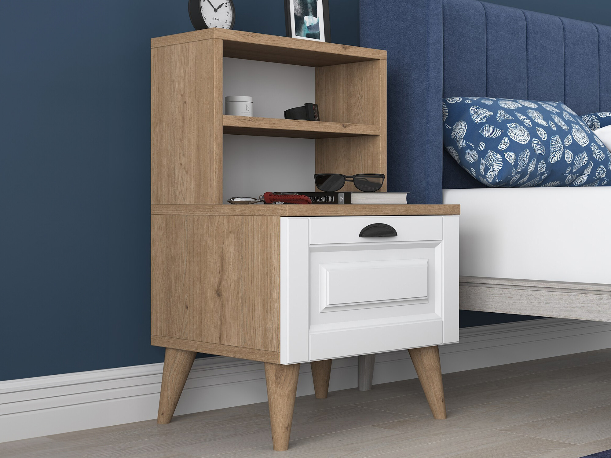 Прикроватная тумбочка Kailua 1531 (Светлое дерево + Белый)