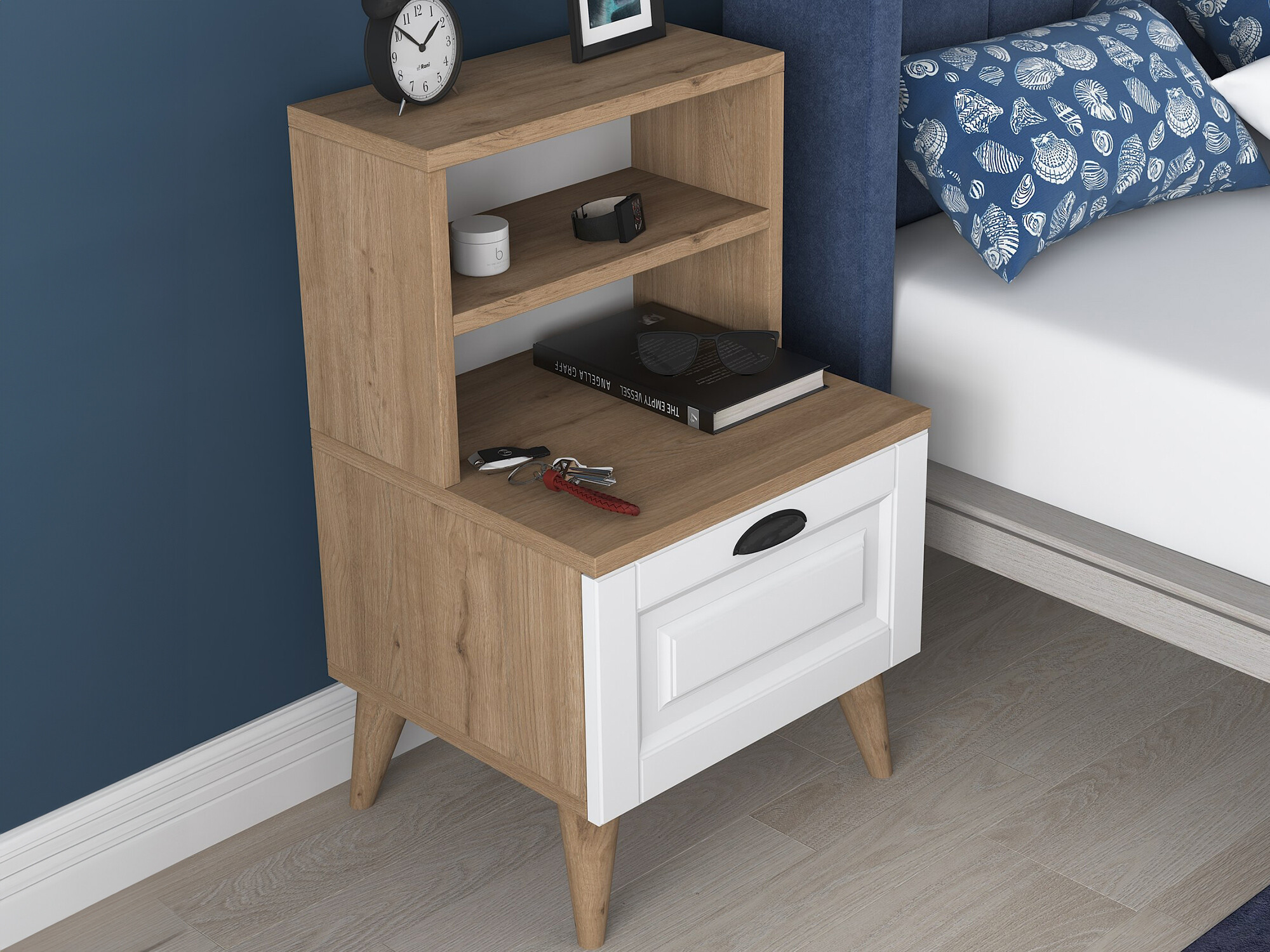 Прикроватная тумбочка Kailua 1531 (Светлое дерево + Белый)