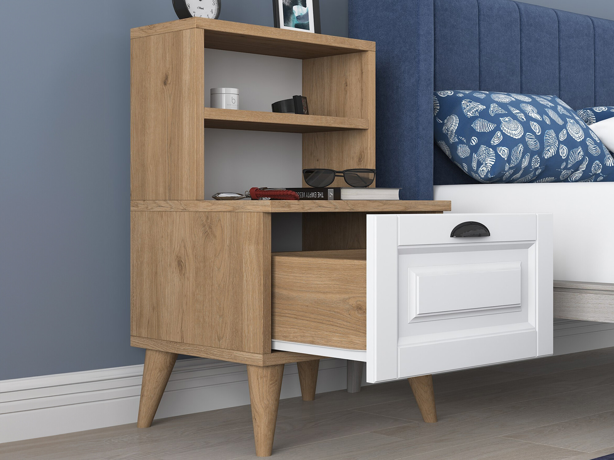 Прикроватная тумбочка Kailua 1531 (Светлое дерево + Белый)