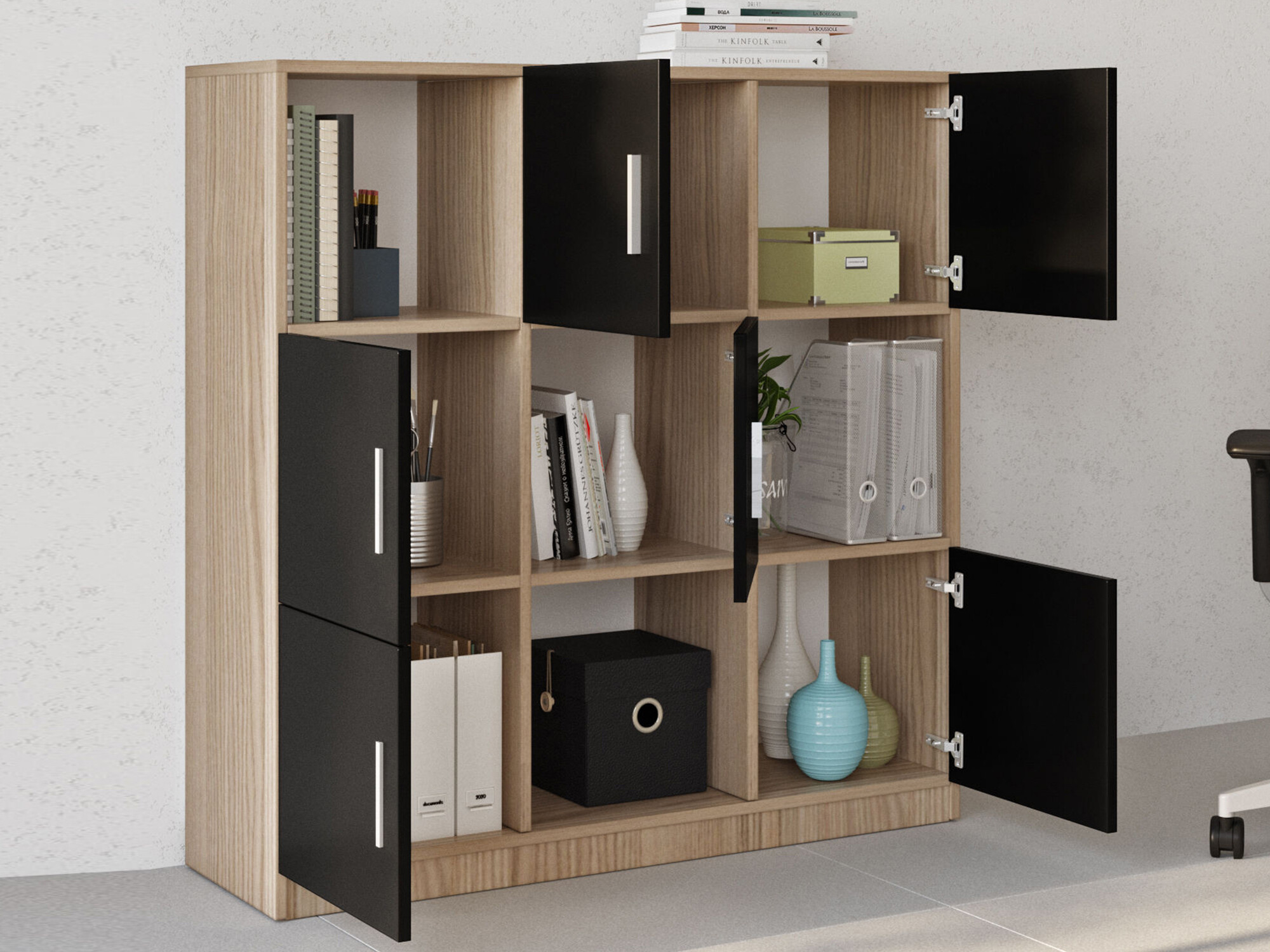 Skapis Kailua 2422 (Melns + Ozols)