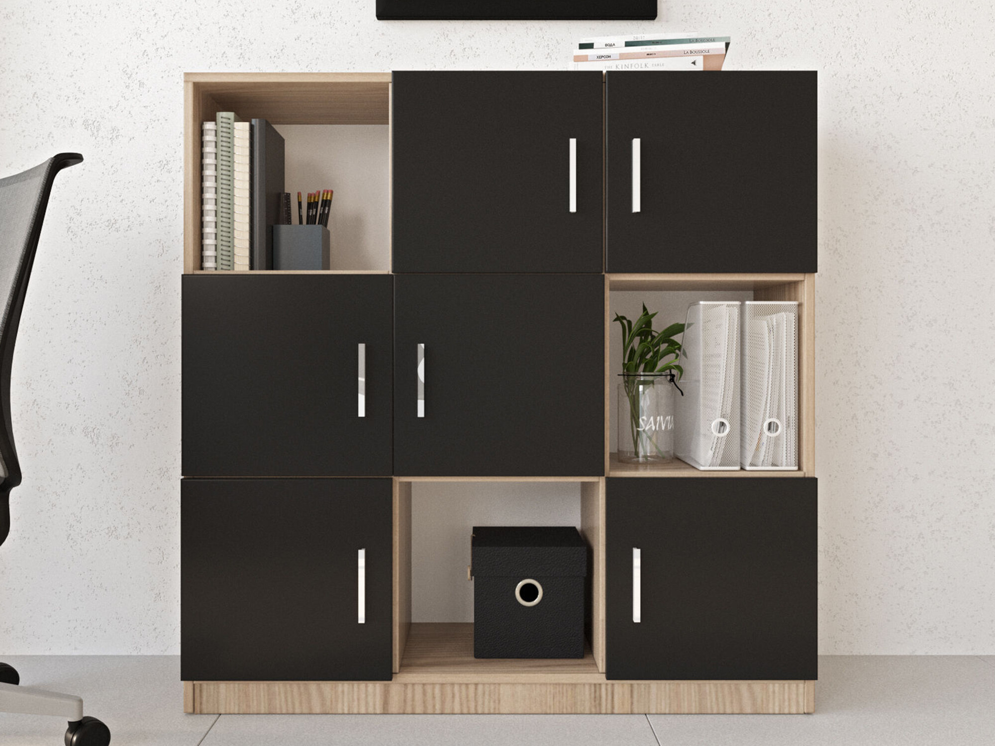 Skapis Kailua 2422 (Melns + Ozols)