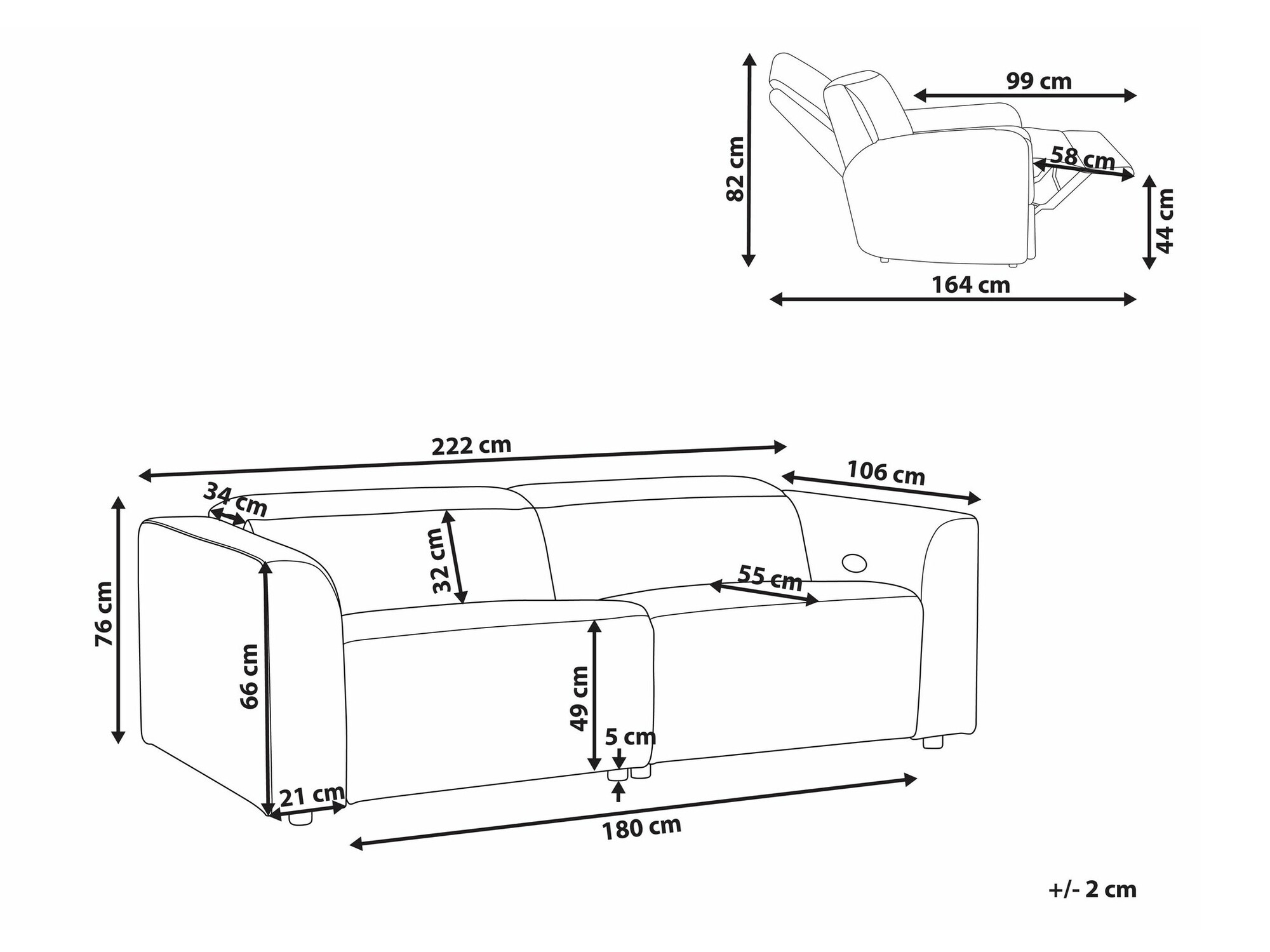 Dīvāns reglainer Berwyn 2558 (Gaiši brūns)