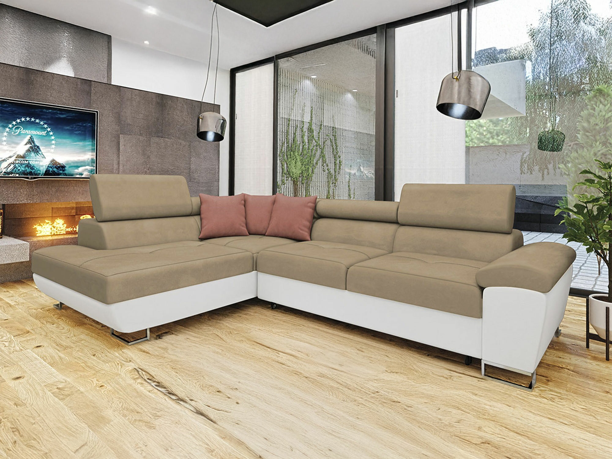 Stūra dīvāns Comfivo 166 (Soft 017 + Uttario Velvet 2979 + Uttario Velvet 2955)