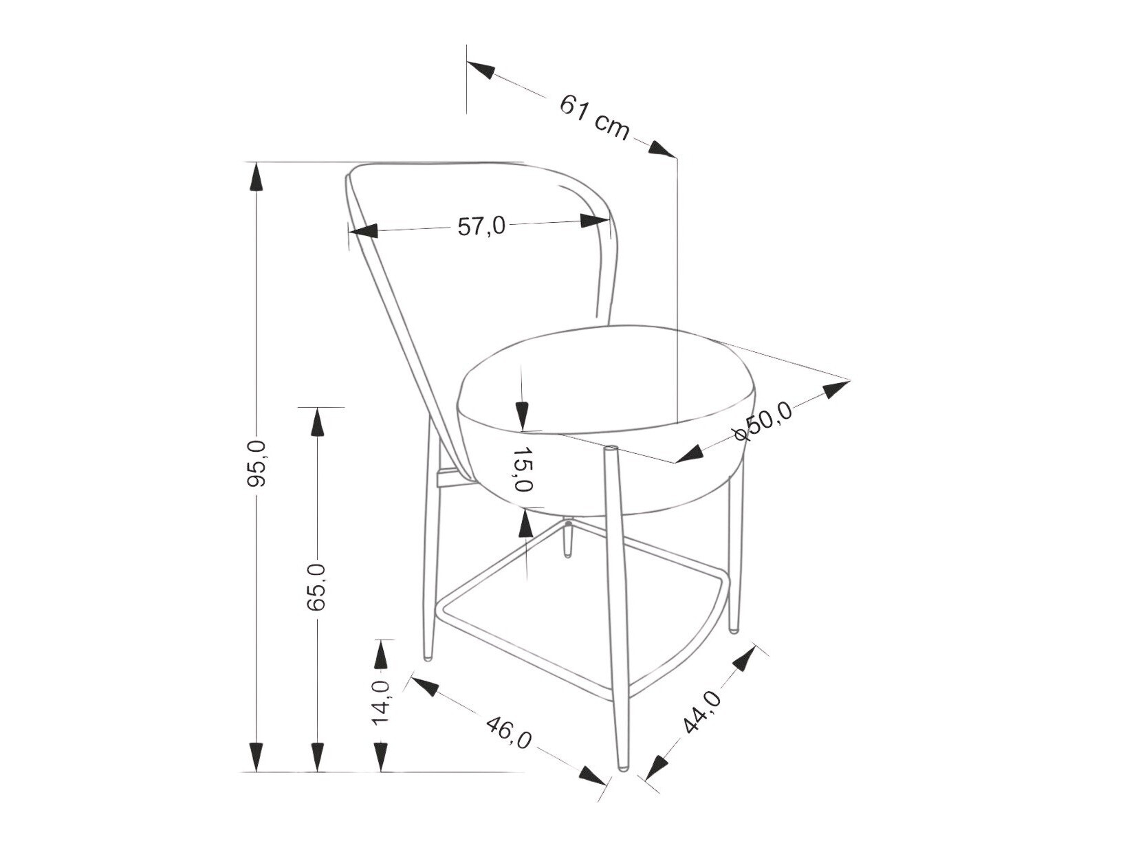Zemais bāra krēsls Houston 1919 (Bēšs)