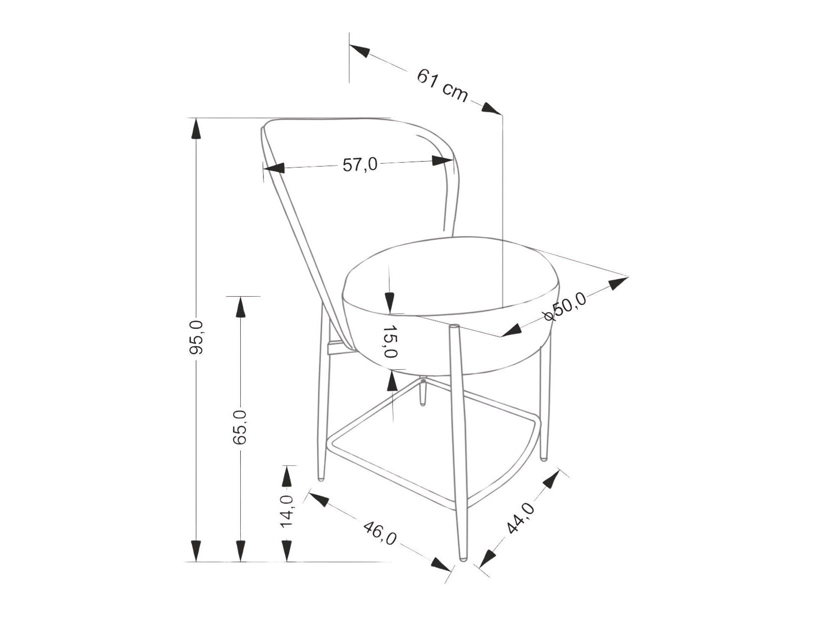 Zemais bāra krēsls Houston 1919 (Pelēks)