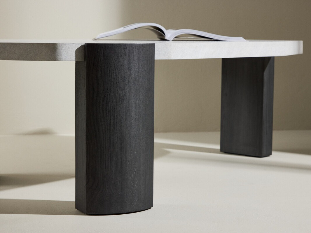 Žurnālu galdiņš Dallas 4792 (Melns + Balts marmors)