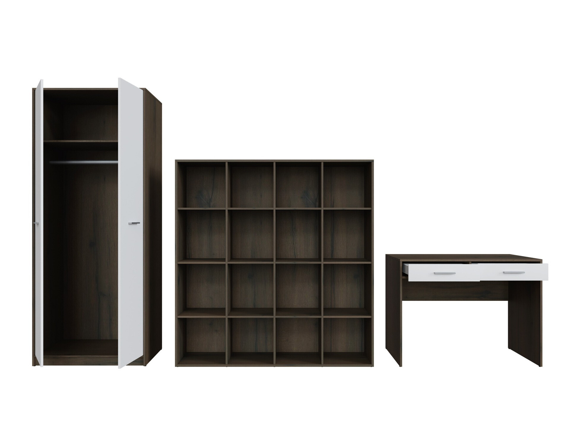 Комплект для домашнего офиса Novsore 166 (Темный дуб + Белый)