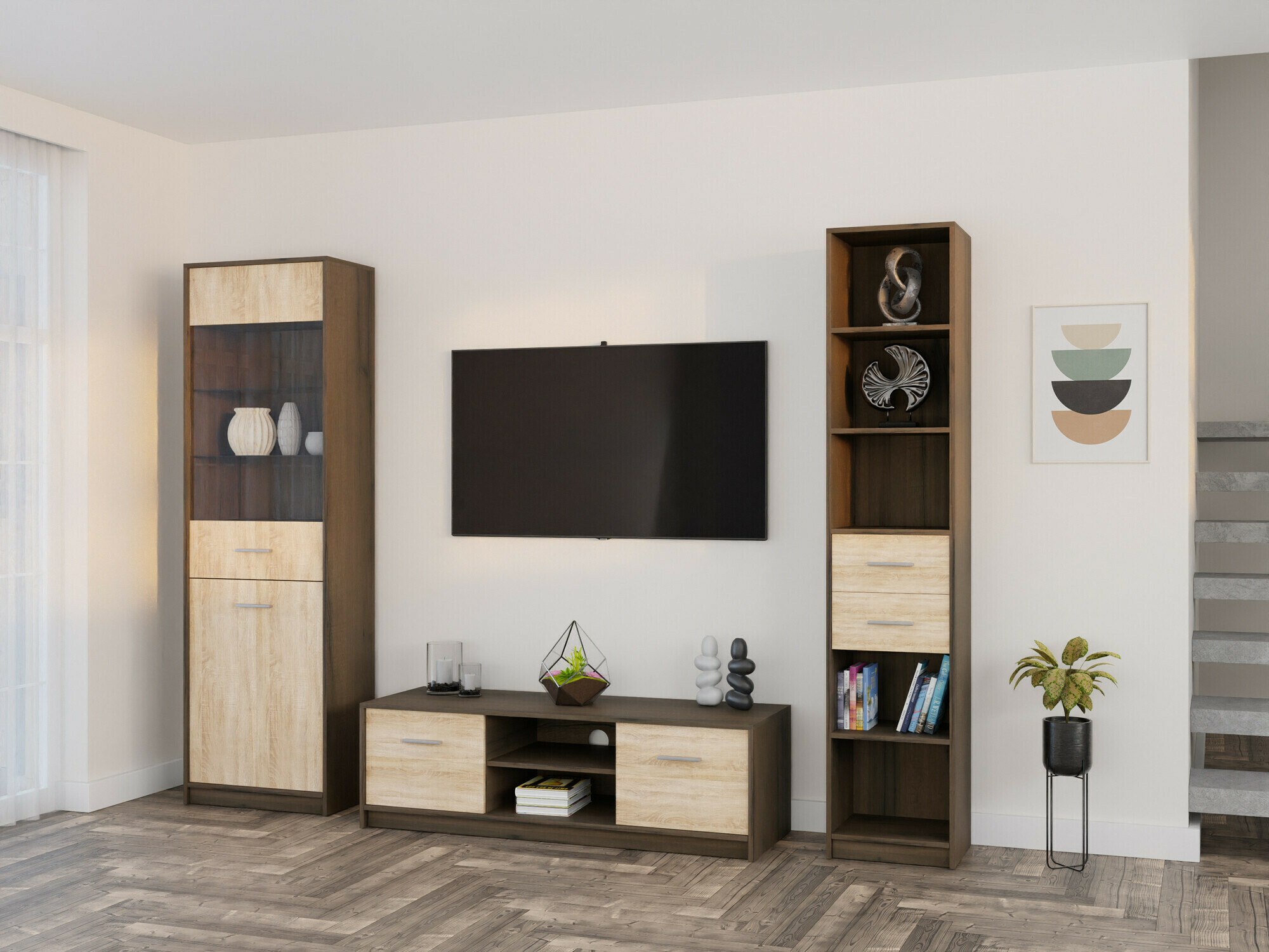 Набор для гостиной Novsore 163 (Темный дуб + Сонома Дуб)